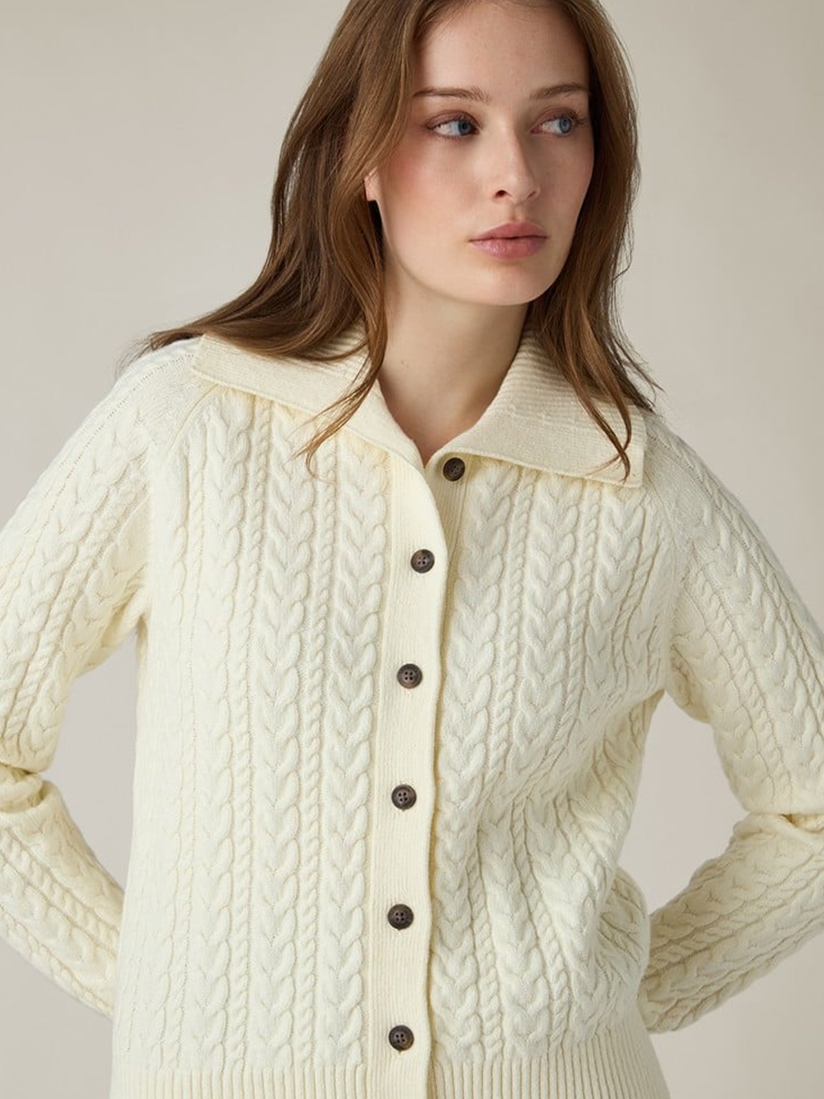 Lexington Cable Cardigan Offwhite