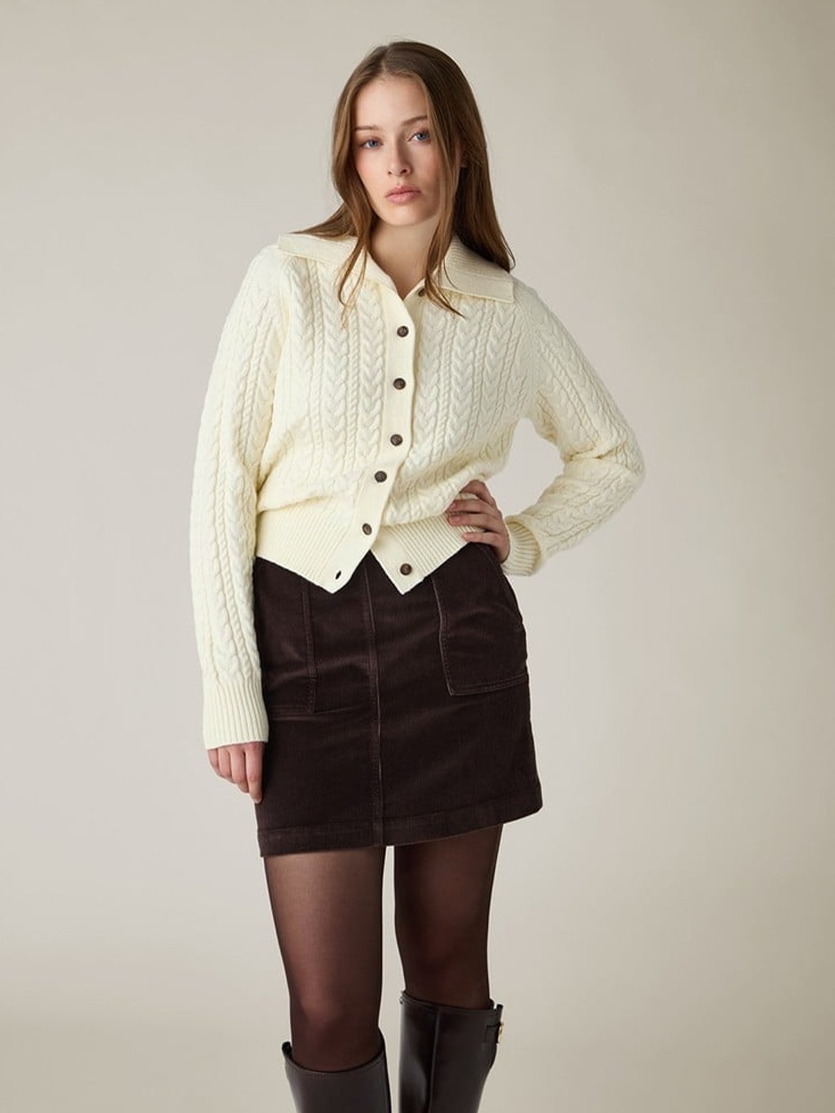 Lexington Cable Cardigan Offwhite