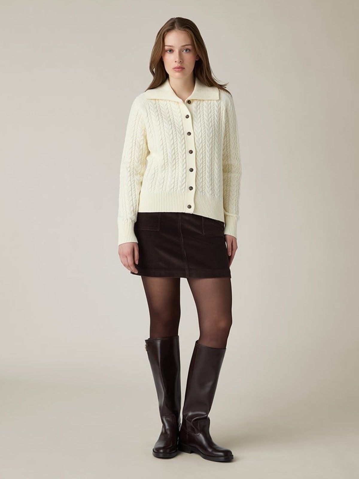 Lexington Cable Cardigan Offwhite