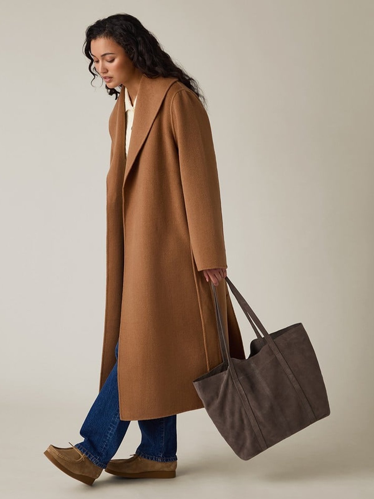 Lexington Suede Tote Bag Mellombrun