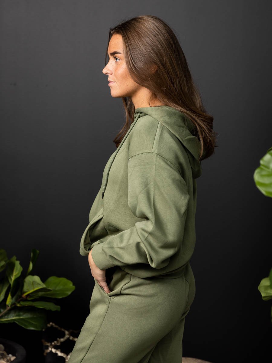 MSCH Copenhagen Ima Q Logo Hood Sweatshirt Olivine