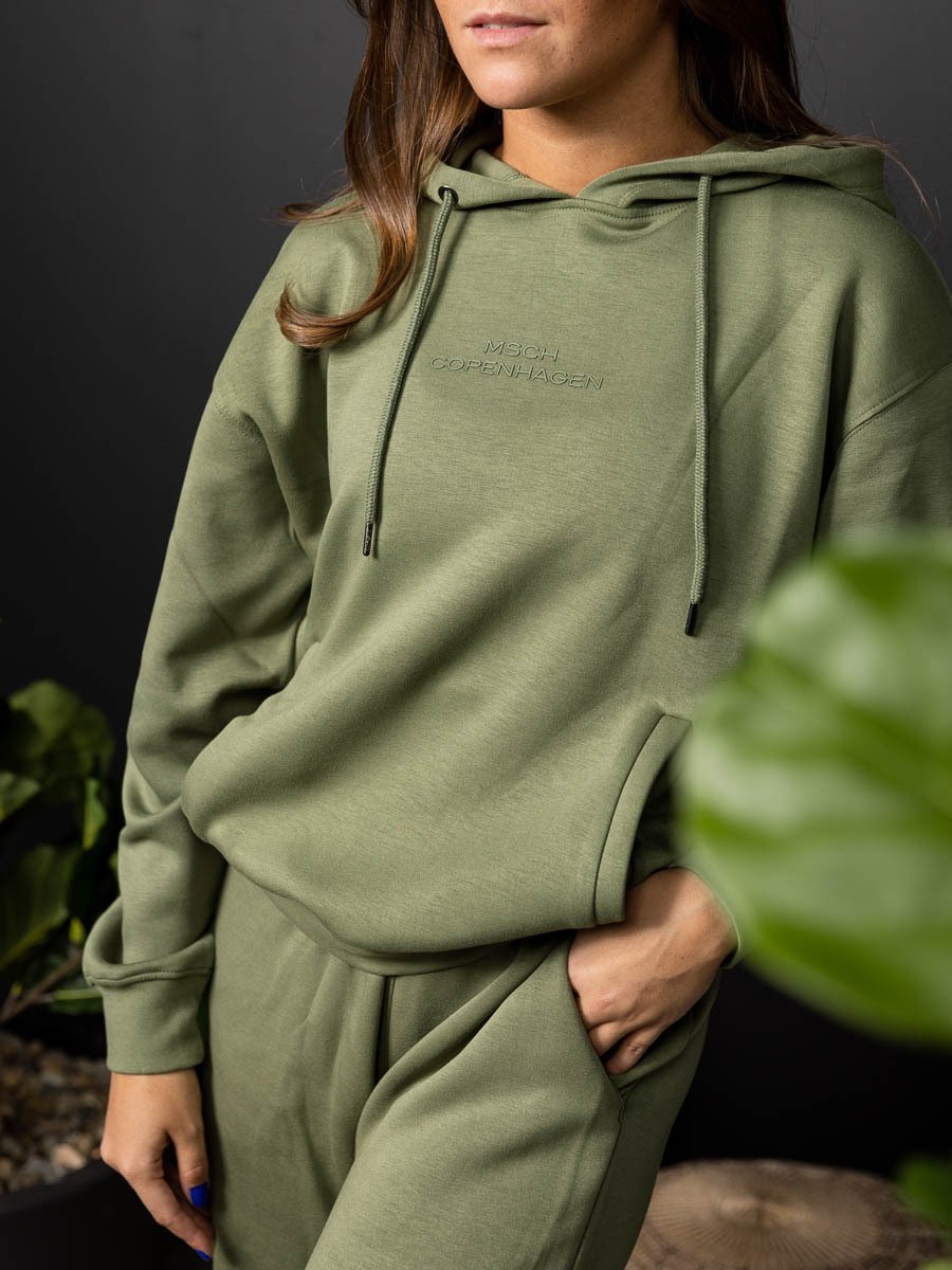 MSCH Copenhagen Ima Q Logo Hood Sweatshirt Olivine