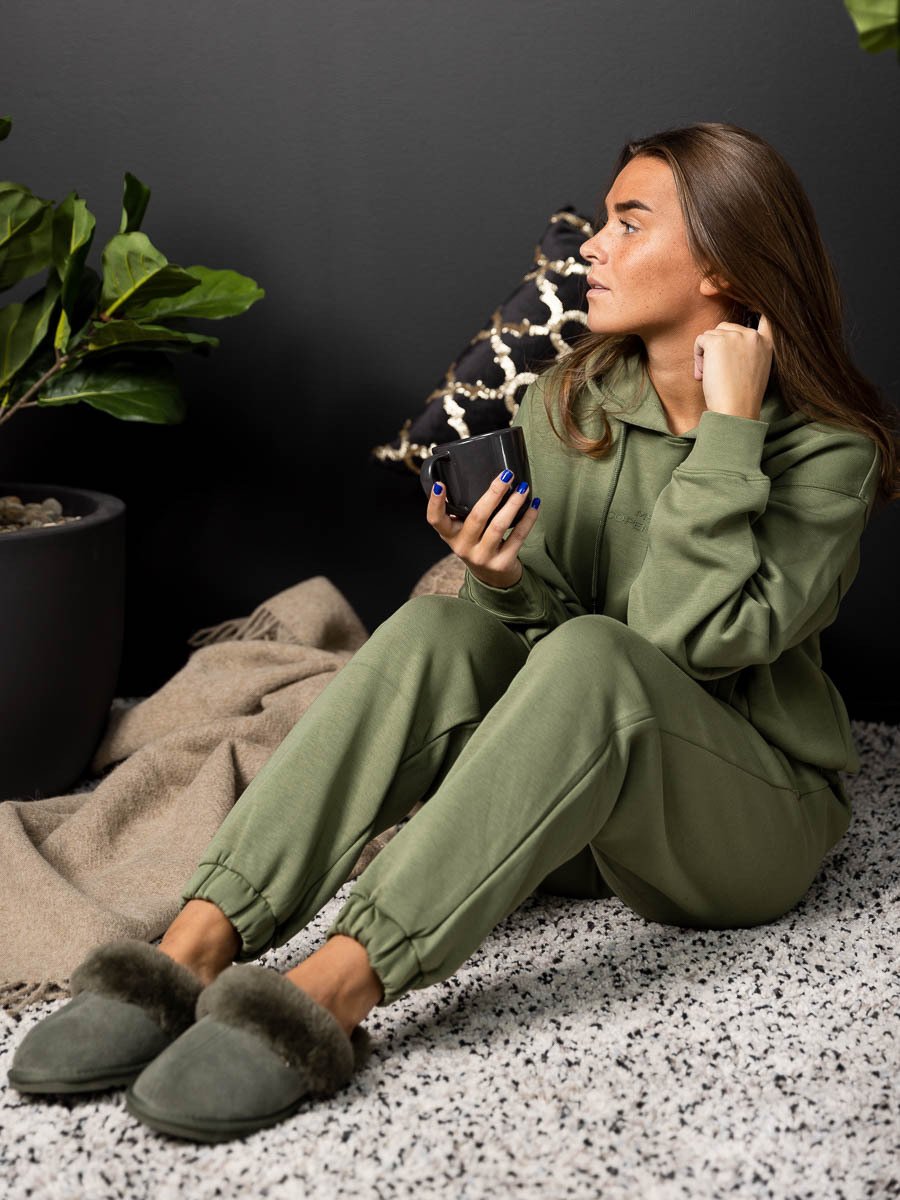 MSCH Copenhagen Ima Q Logo Hood Sweatshirt Olivine