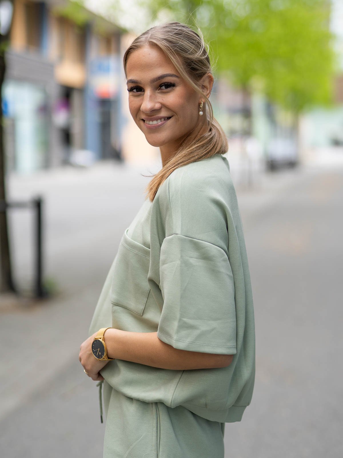 MSCH Copenhagen Isora Ima Q Short Sleeve Sweatshirt Desert Sage