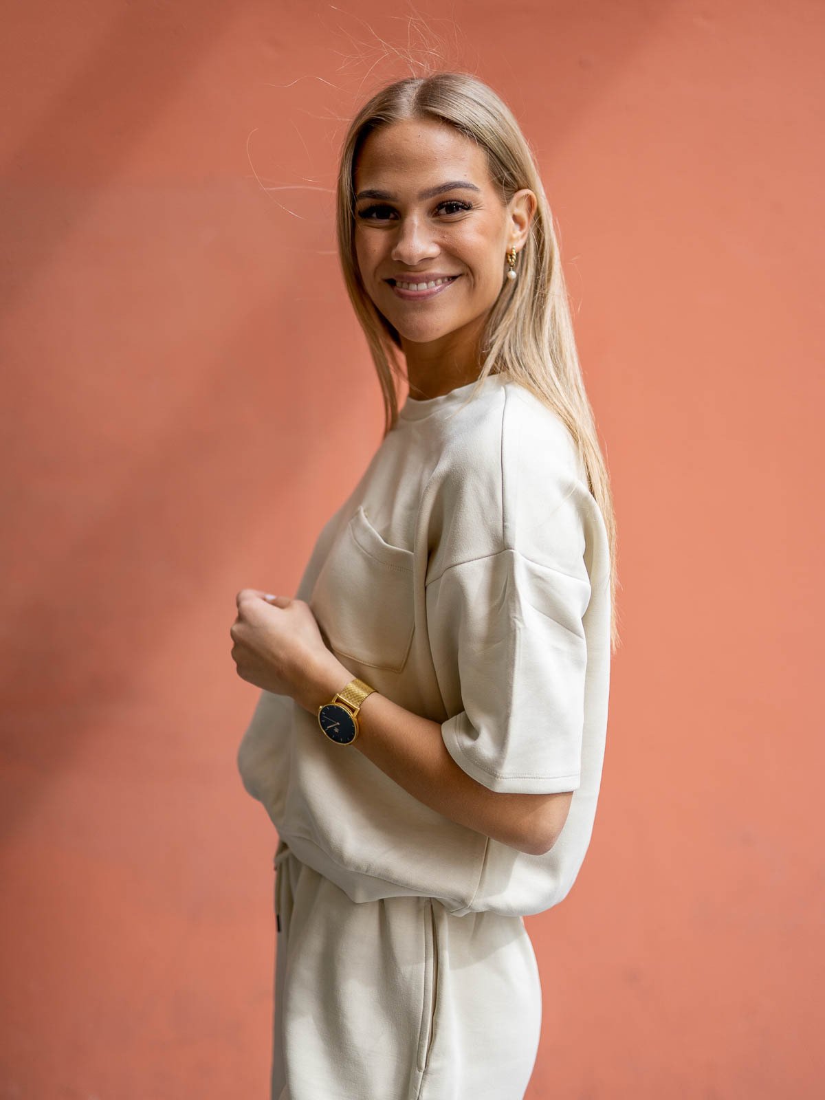 MSCH Copenhagen Isora Ima Q Short Sleeve Sweatshirt Oyster Gray