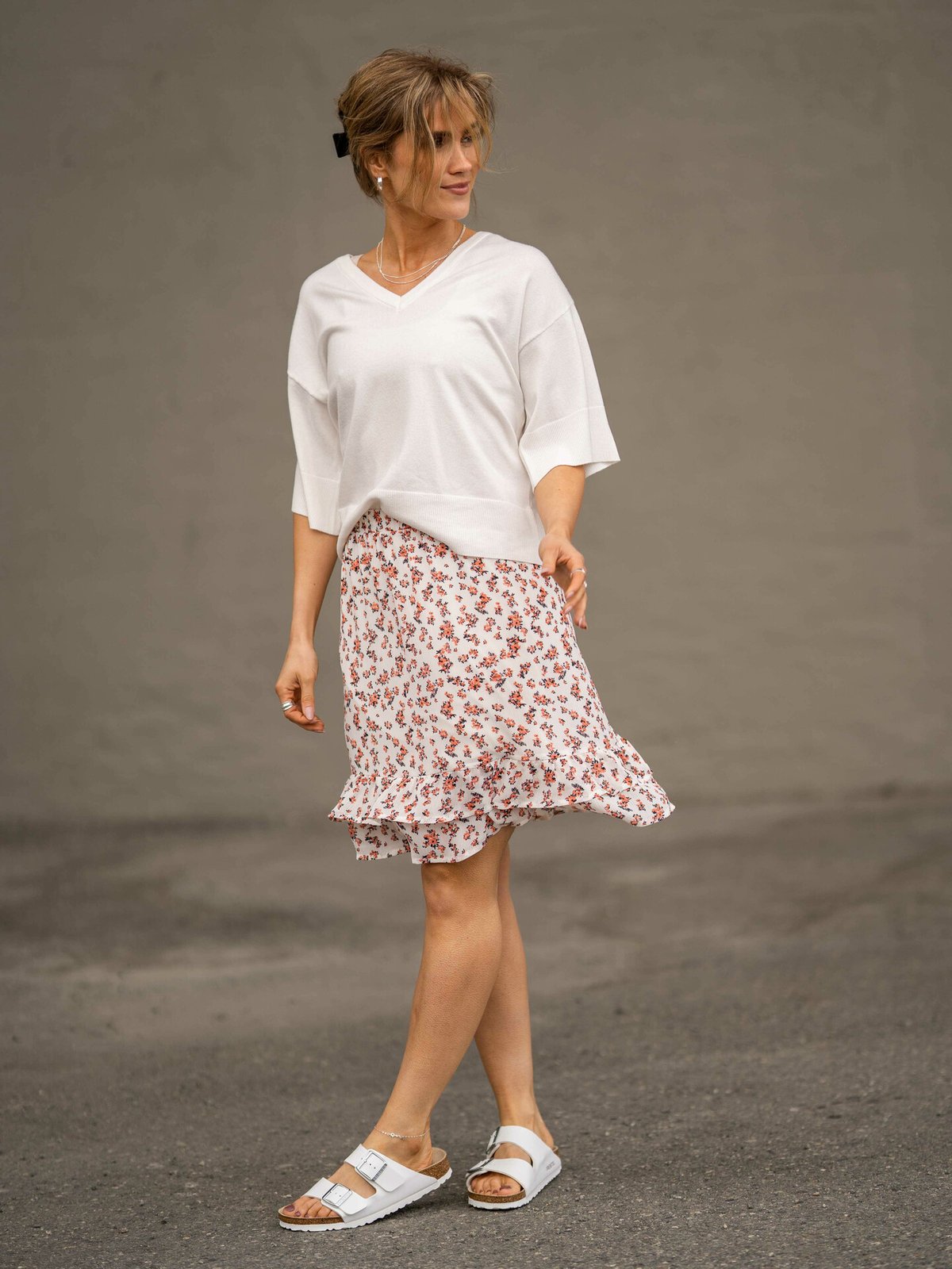 MSCH Copenhagen Neomina Rikkelie Skirt AOP Persimmon Flwr