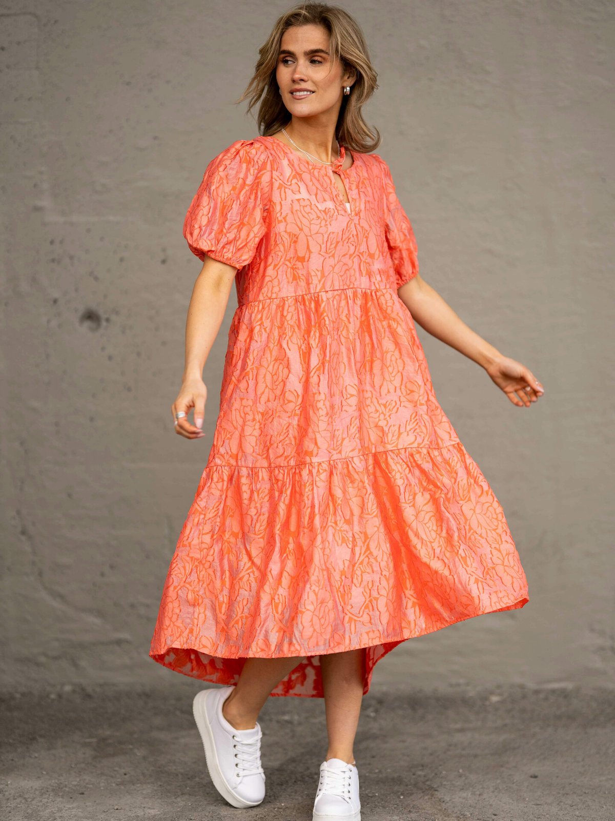 MSCH Copenhagen Pave Short Sleeve Dress Persimmon
