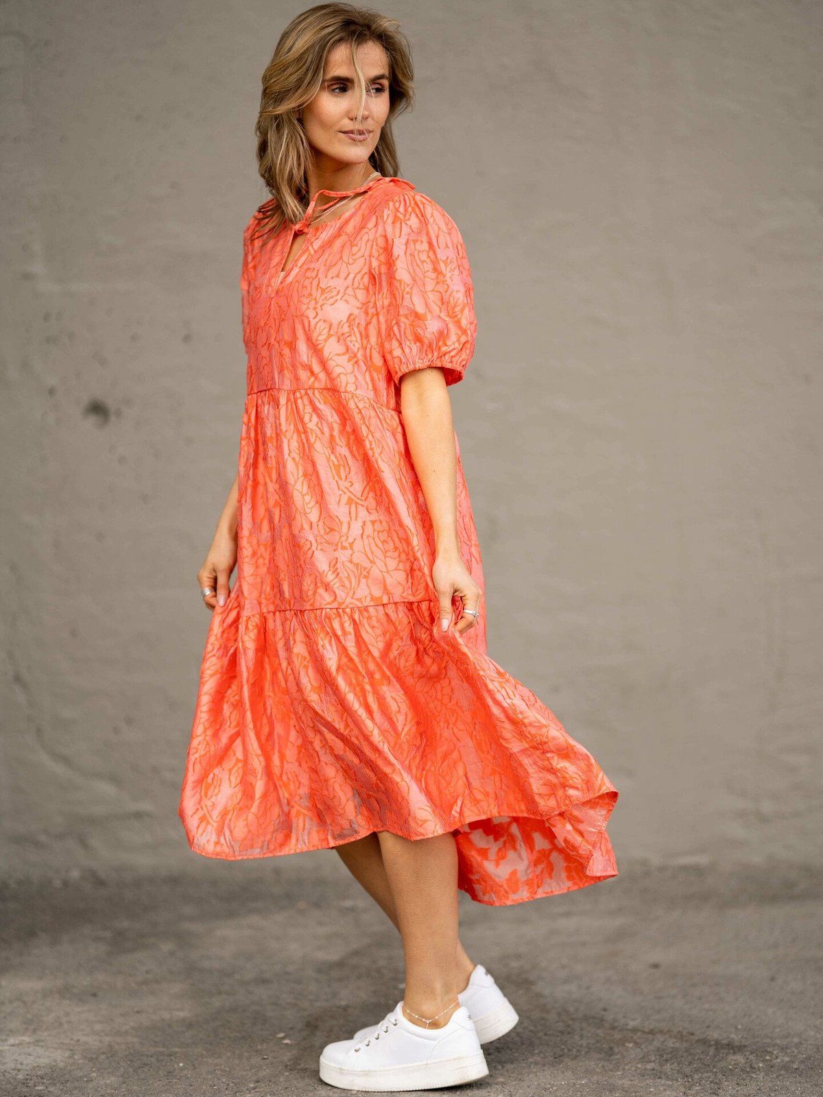 MSCH Copenhagen Pave Short Sleeve Dress Persimmon