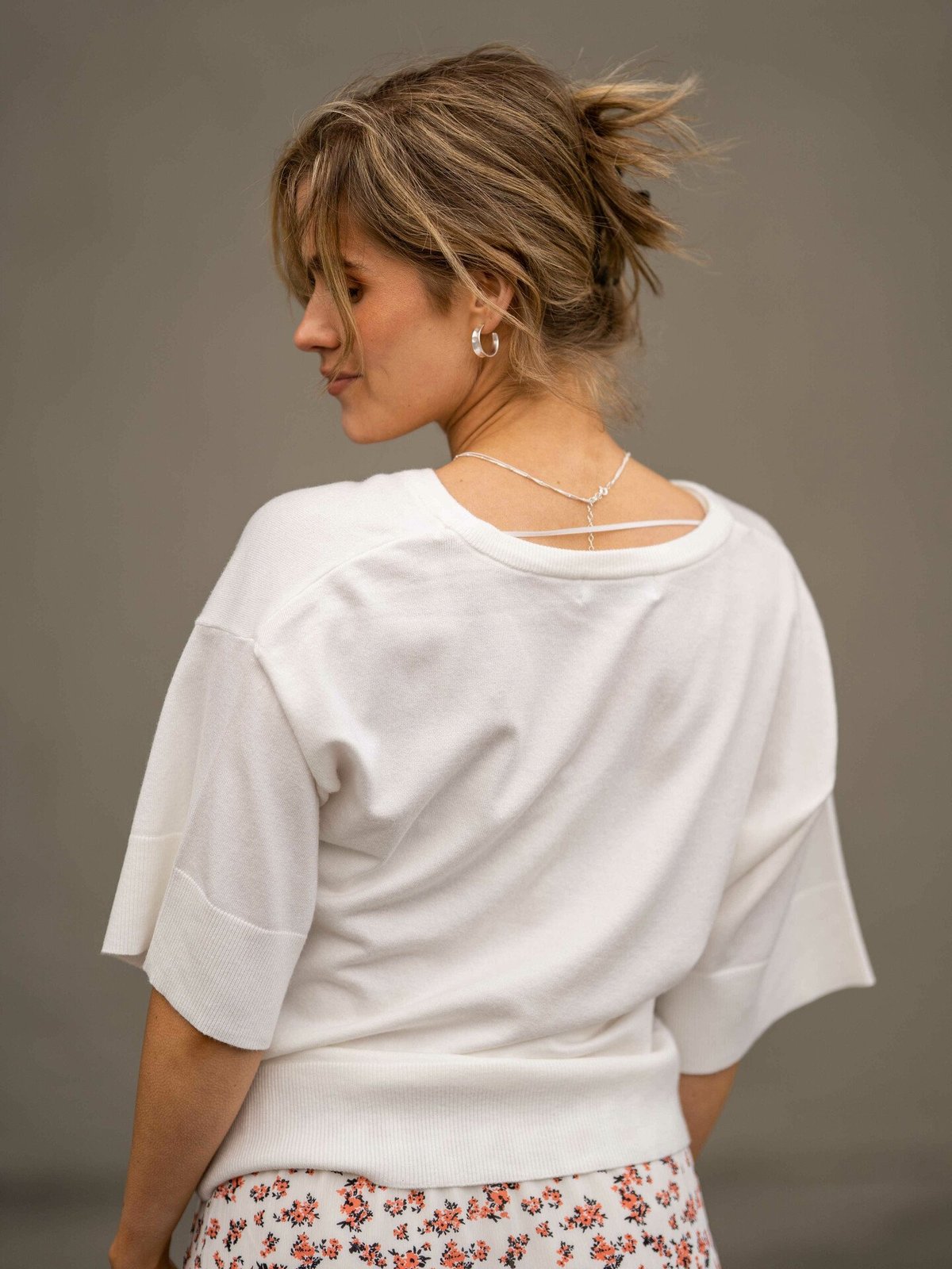 MSCH Copenhagen Eslina Rachelle 2/4 V-Neck Pullove Egret