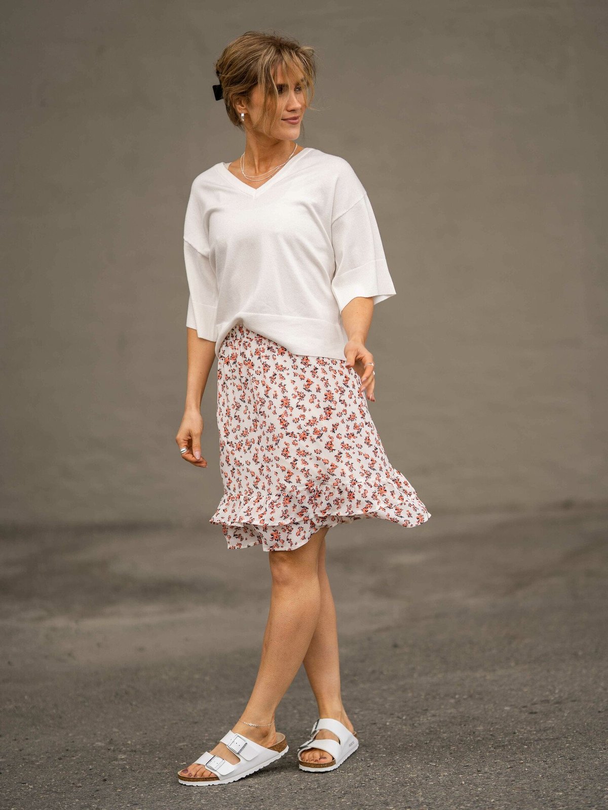 MSCH Copenhagen Eslina Rachelle 2/4 V-Neck Pullove Egret