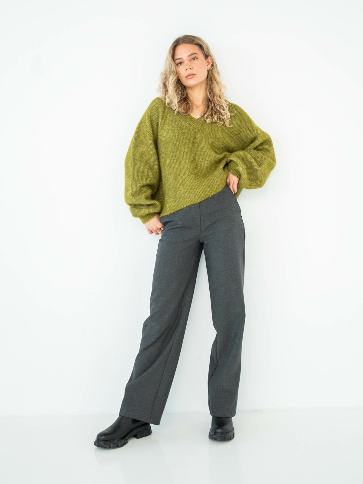 MSCH Copenhagen Elisia Nenaya V Pullover Avocado Melange