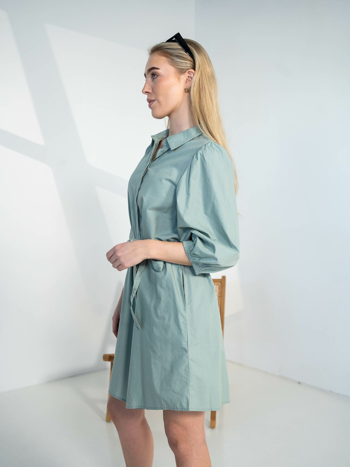 MSCH Copenhagen Cedrica Abiella 3/4 Shirt Dress Green Milieu