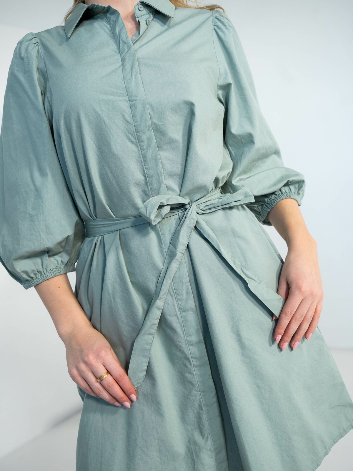 MSCH Copenhagen Cedrica Abiella 3/4 Shirt Dress Green Milieu