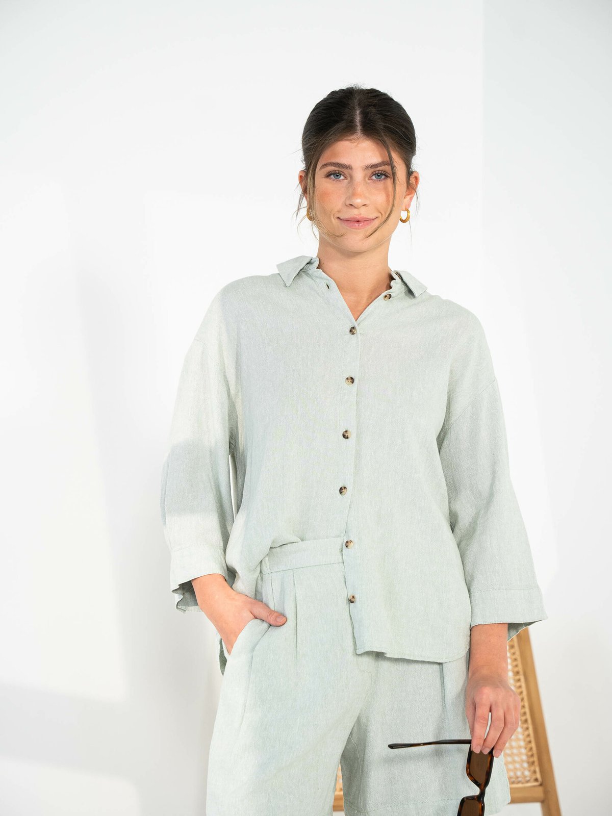 MSCH Copenhagen Jovene Ginia 3/4 Shirt Green M Melange