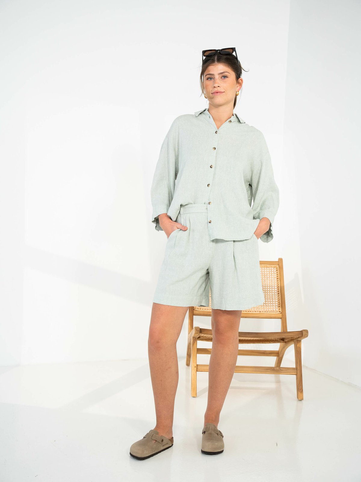MSCH Copenhagen Jovene Ginia 3/4 Shirt Green M Melange