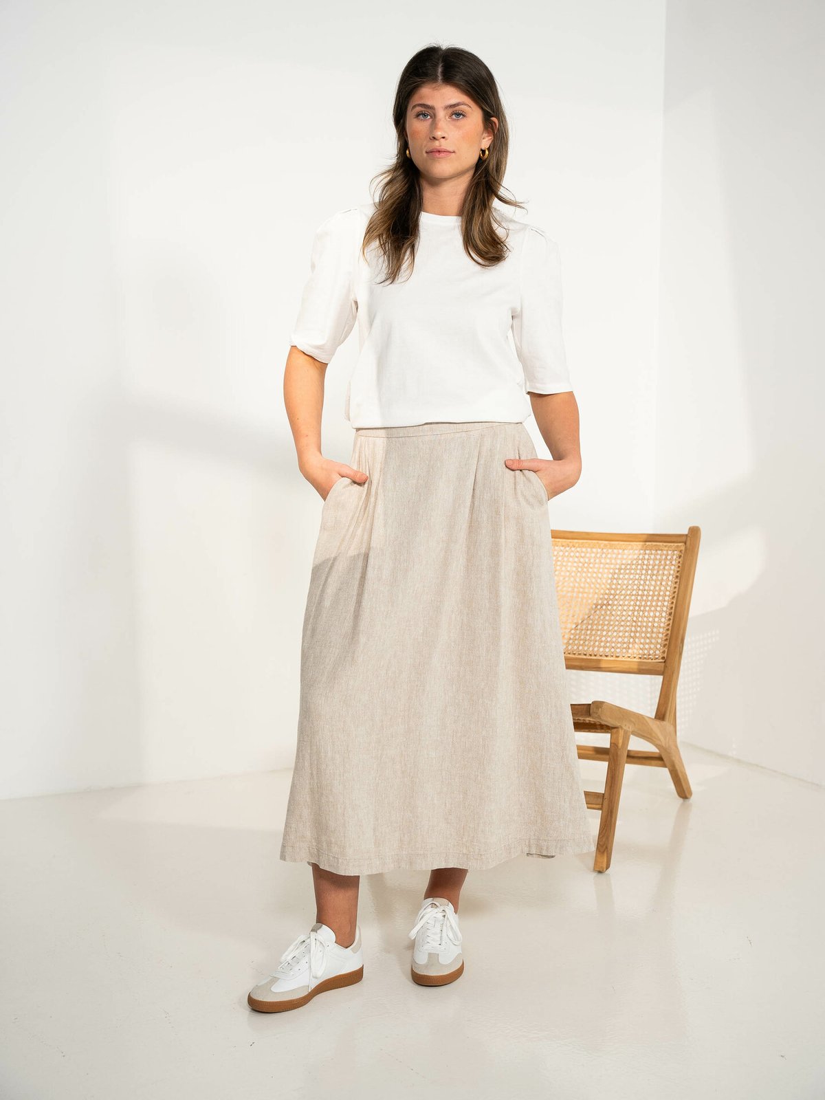 MSCH Copenhagen Jovene Ginia High Waisted Long Skirt Sand