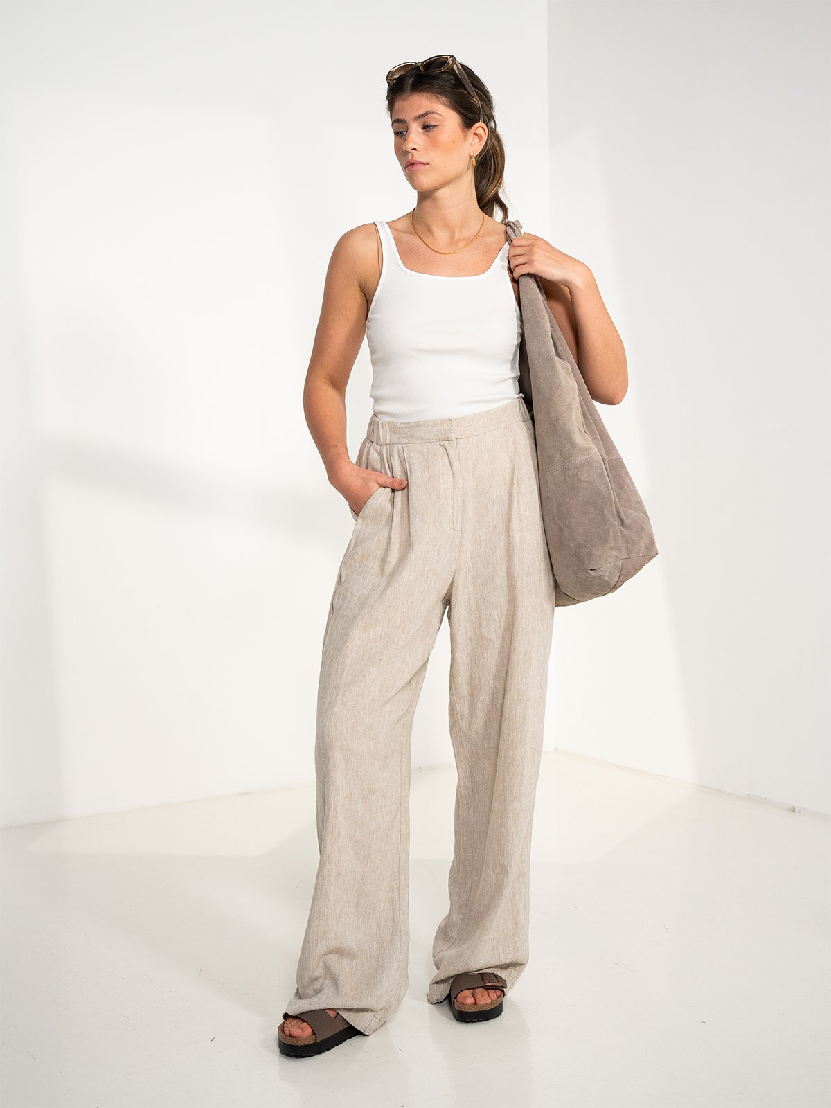 MSCH Copenhagen Jovene Ginia High Waisted Pants Sand