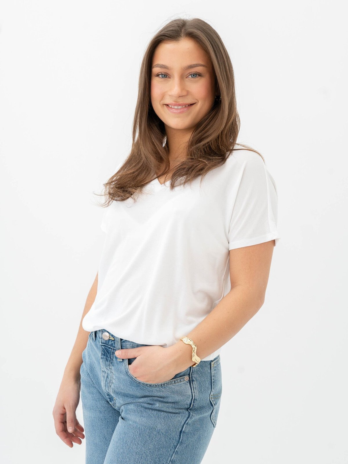 MSCH Copenhagen Fenya Modal V-Neck Tee Bright White