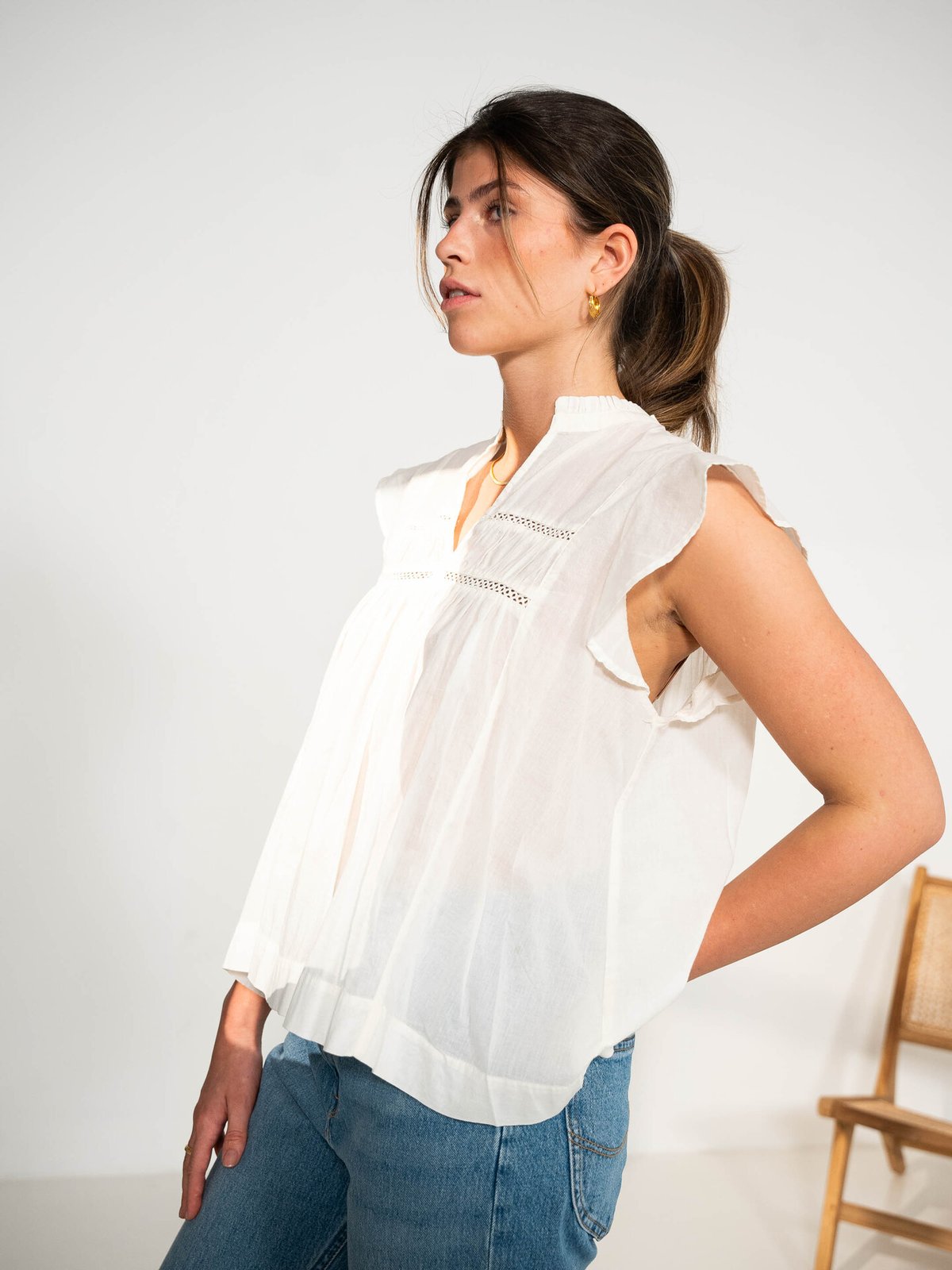 MSCH Copenhagen Eugenia Short Sleeve Top Bright White