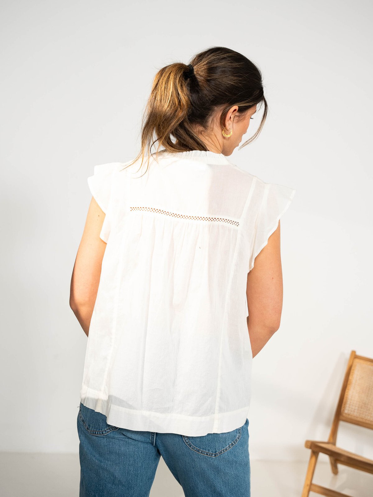 MSCH Copenhagen Eugenia Short Sleeve Top Bright White