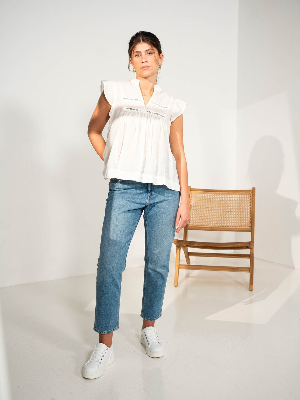 MSCH Copenhagen Eugenia Short Sleeve Top Bright White