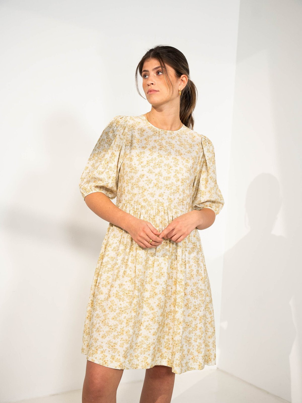 MSCH Copenhagen Marva Ladonna 2/4 Dress Reed Yellow Flower