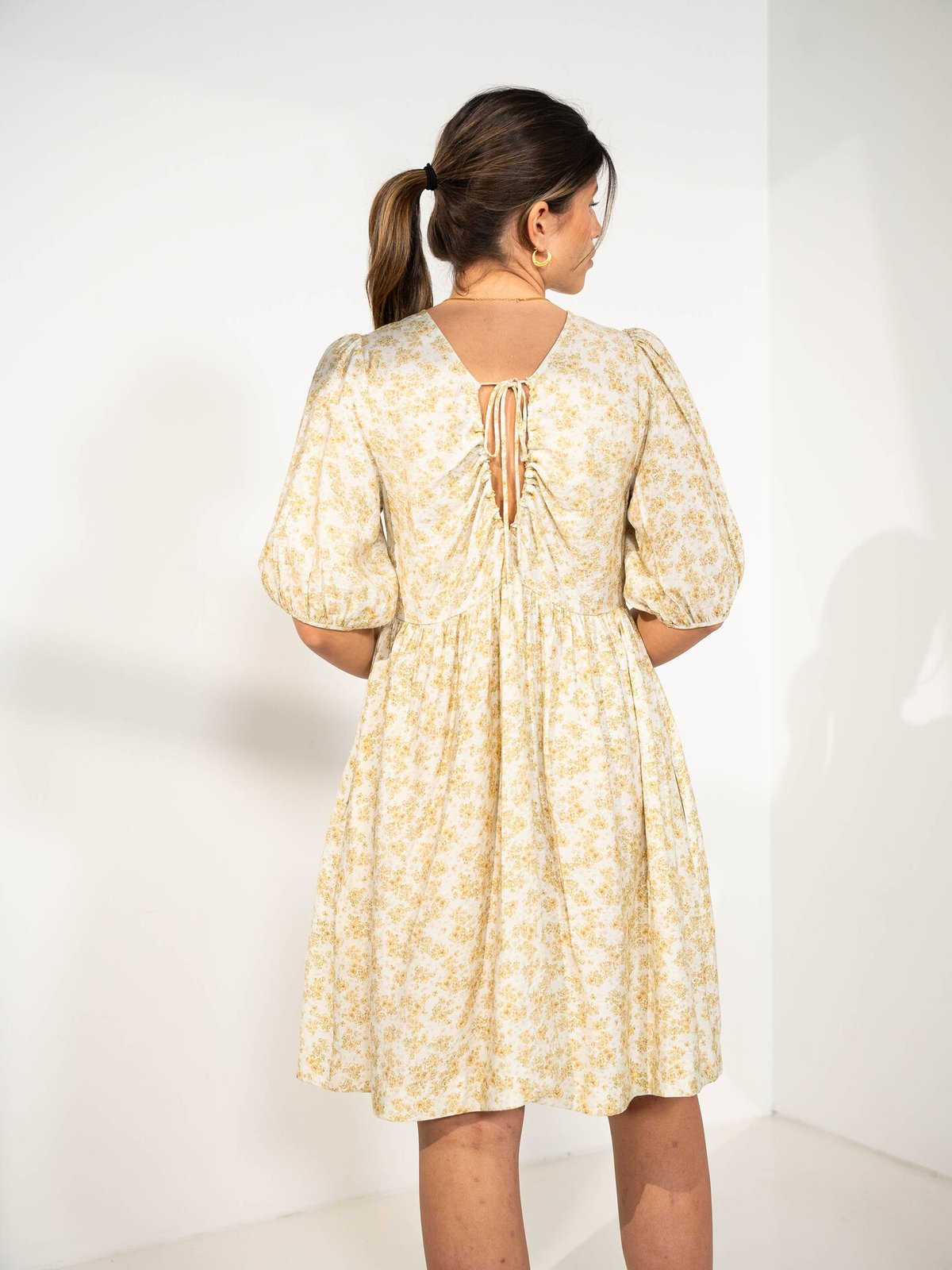 MSCH Copenhagen Marva Ladonna 2/4 Dress Reed Yellow Flower