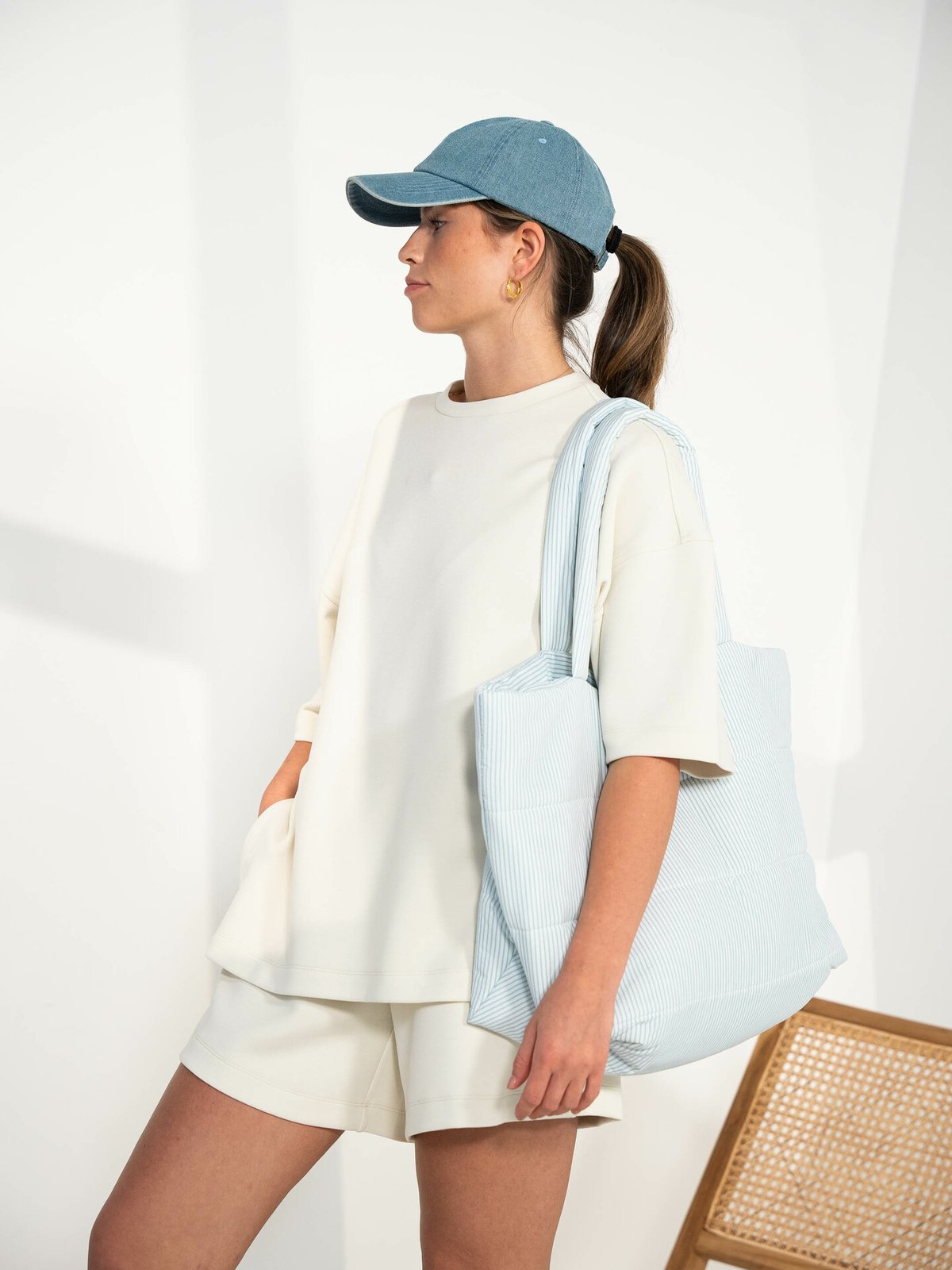 MSCH Copenhagen Sasja Icon Shopper Stripe White / Ang Falls