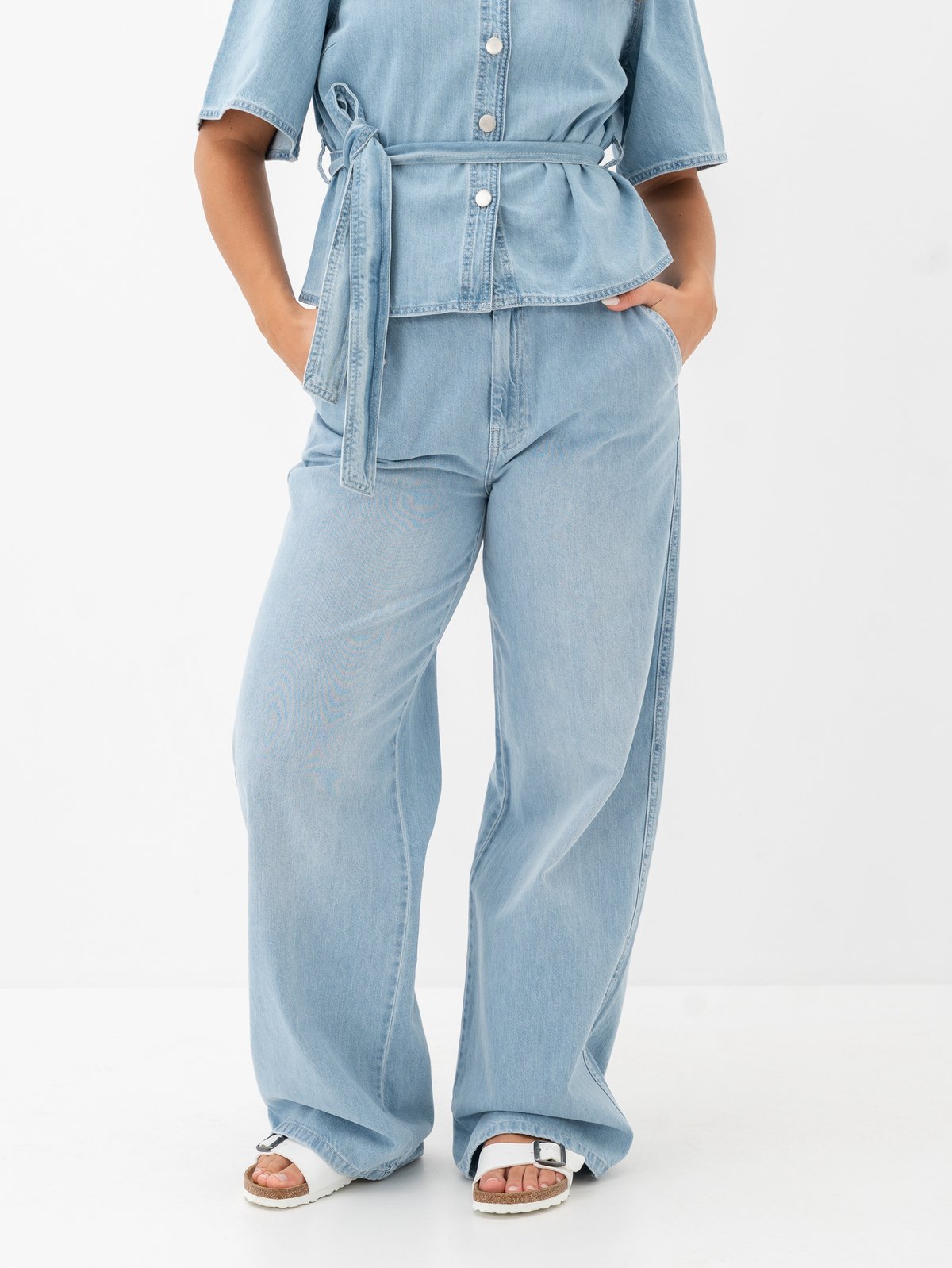 MSCH Copenhagen Ingrid Lis High Waist Wide Jeans Light Blue Wash