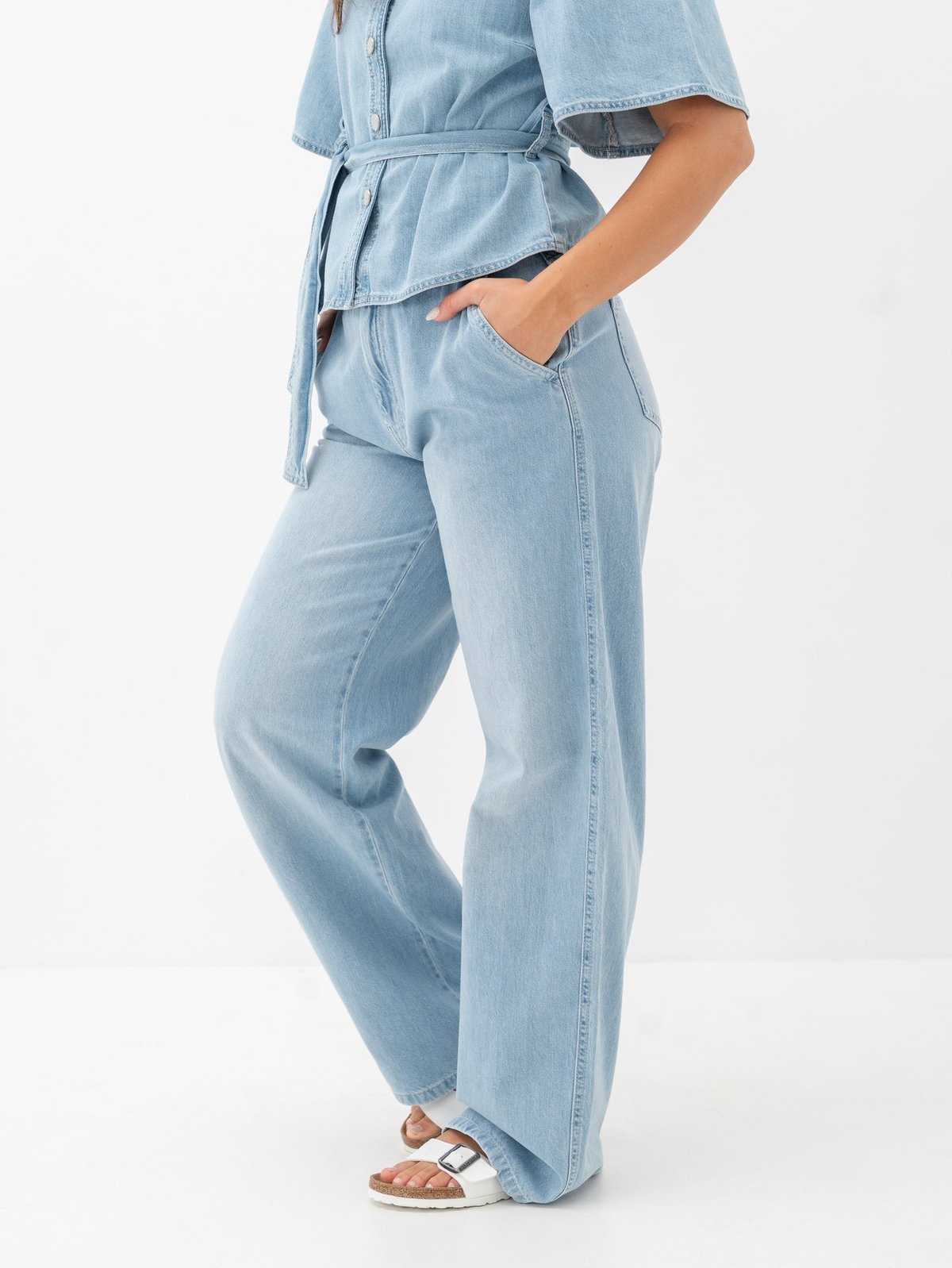 MSCH Copenhagen Ingrid Lis High Waist Wide Jeans Light Blue Wash