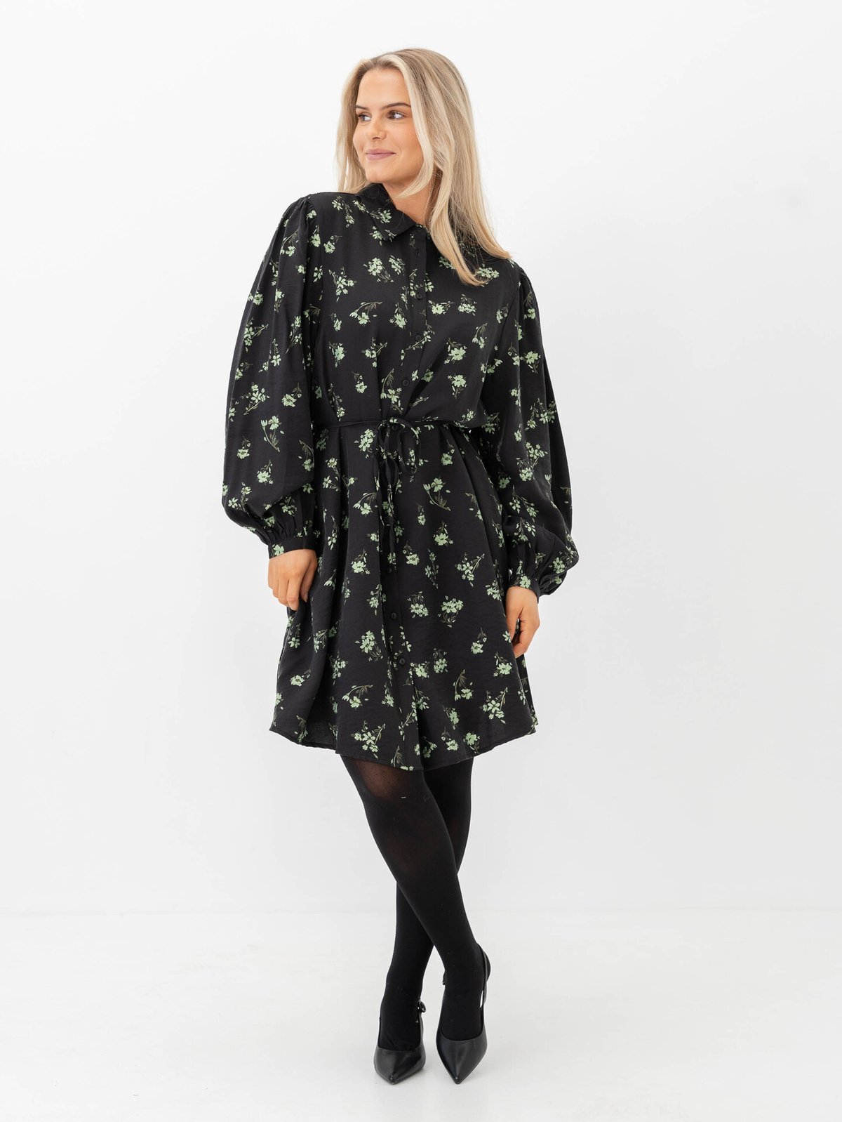 MSCH Copenhagen Jusine Karalynn Shirt Dress Forest Shadow Flower