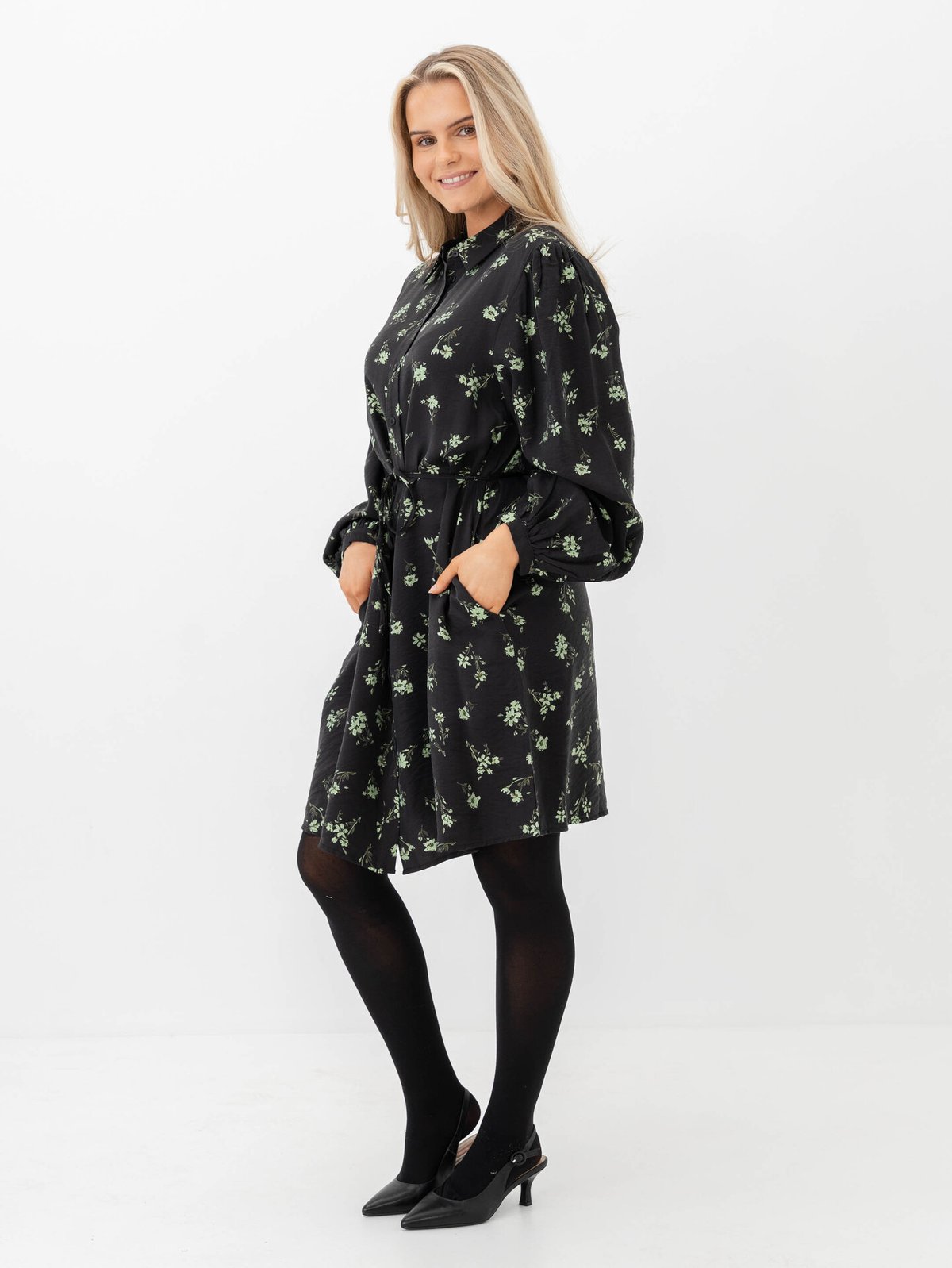 MSCH Copenhagen Jusine Karalynn Shirt Dress Forest Shadow Flower