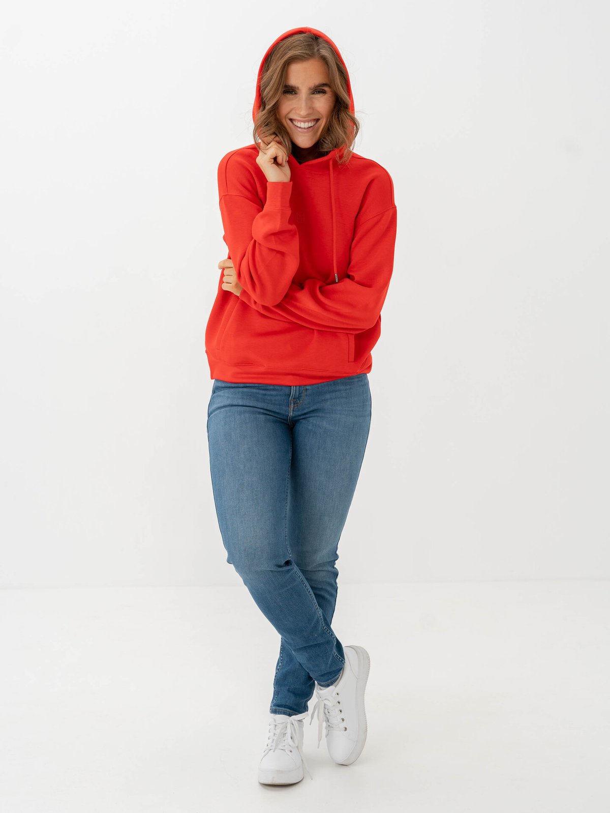 MSCH Copenhagen Ima Q Icon Hood Sweater Flame Scarlet