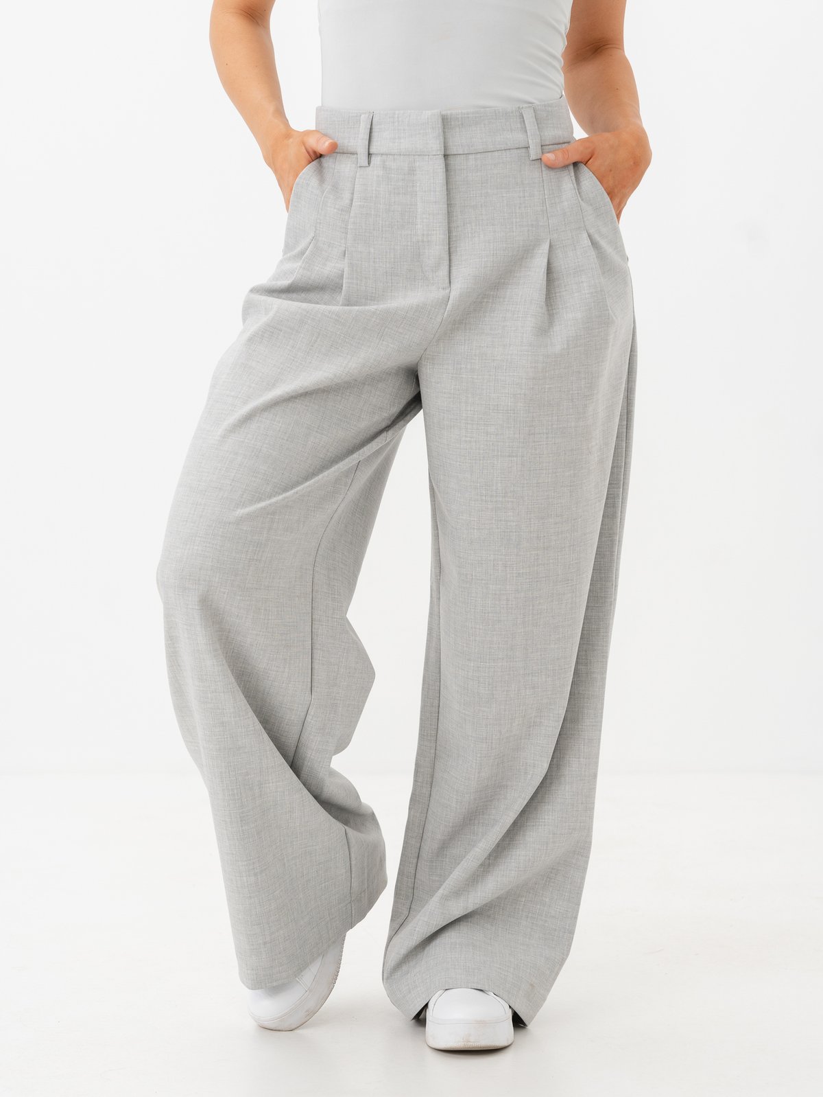 MSCH Copenhagen Henrike High Waist Pants Light Grey Melange