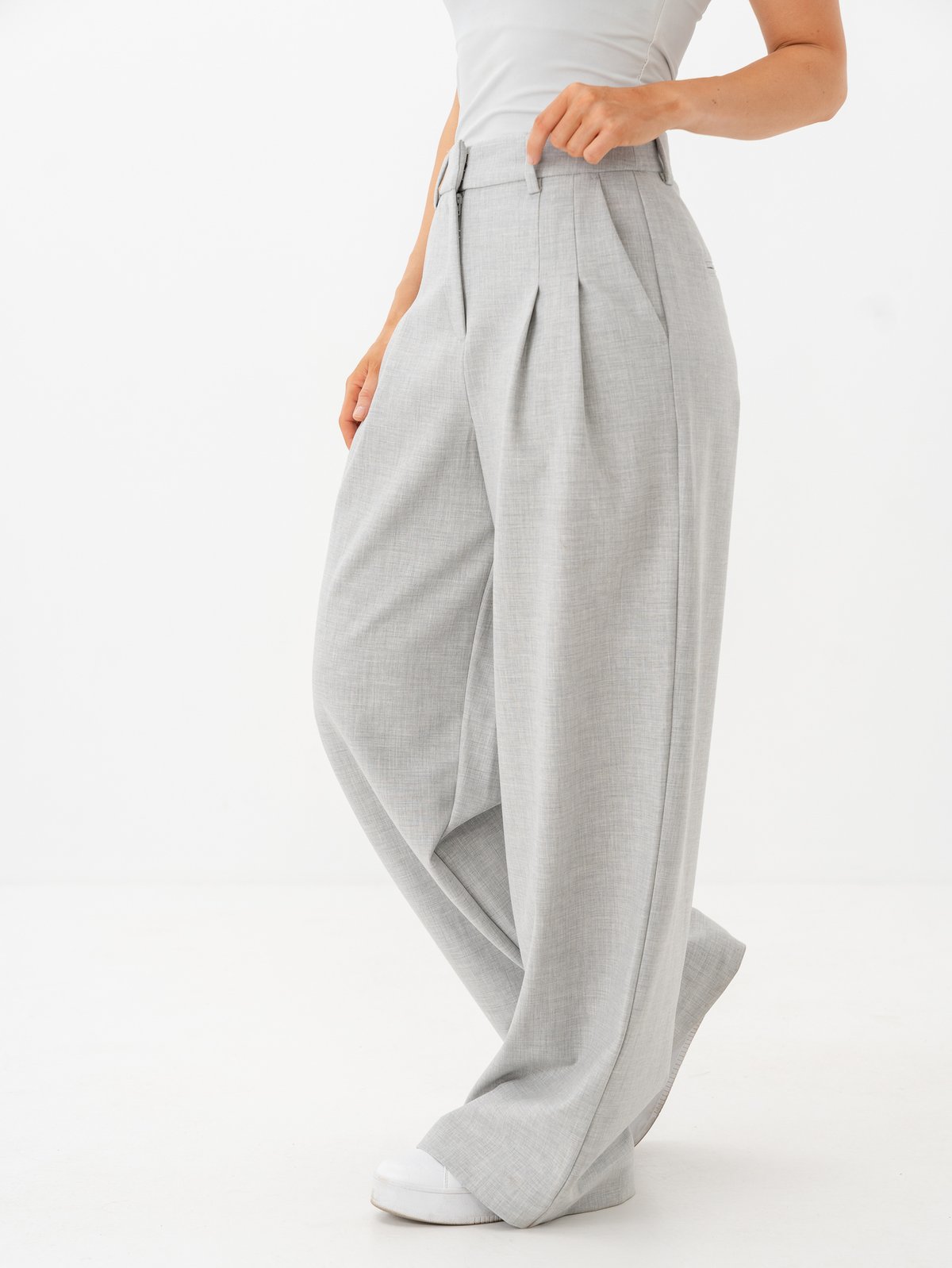 MSCH Copenhagen Henrike High Waist Pants Light Grey Melange