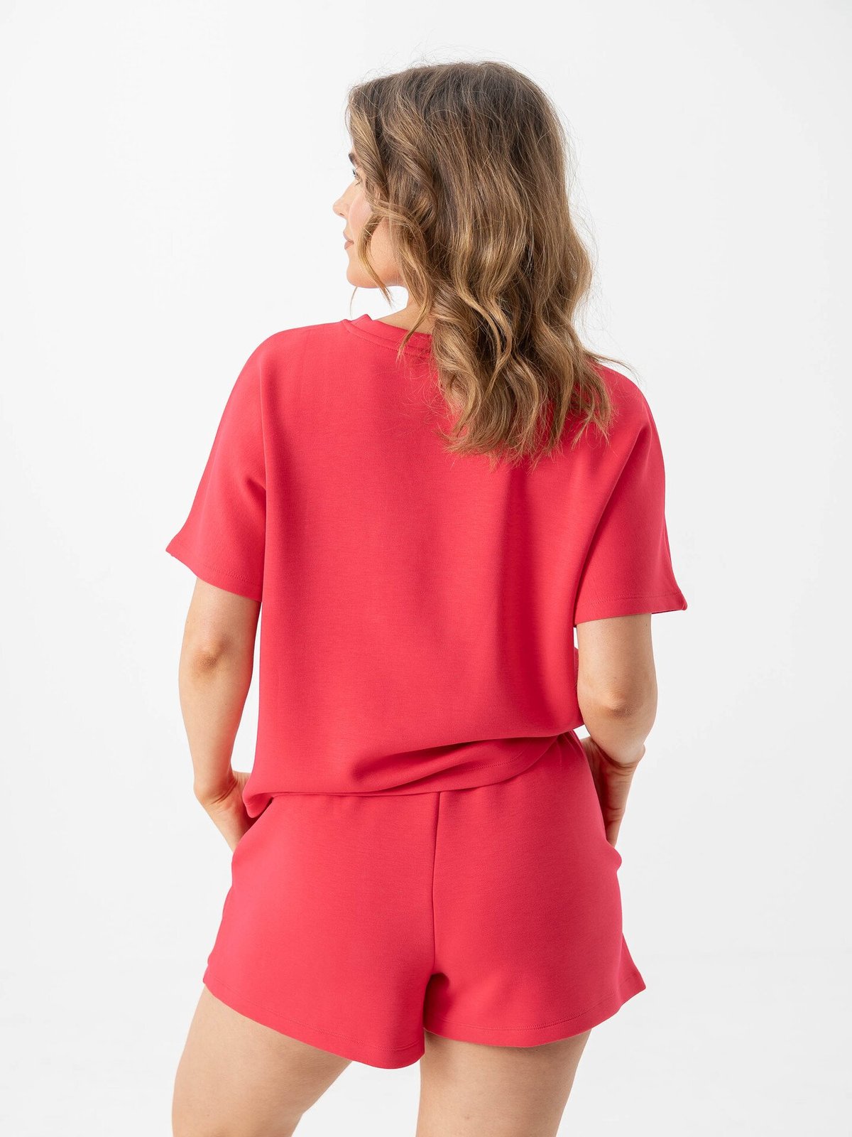 MSCH Copenhagen Harissa Ima Q Short Sleeve Sweatshirt Rose Red