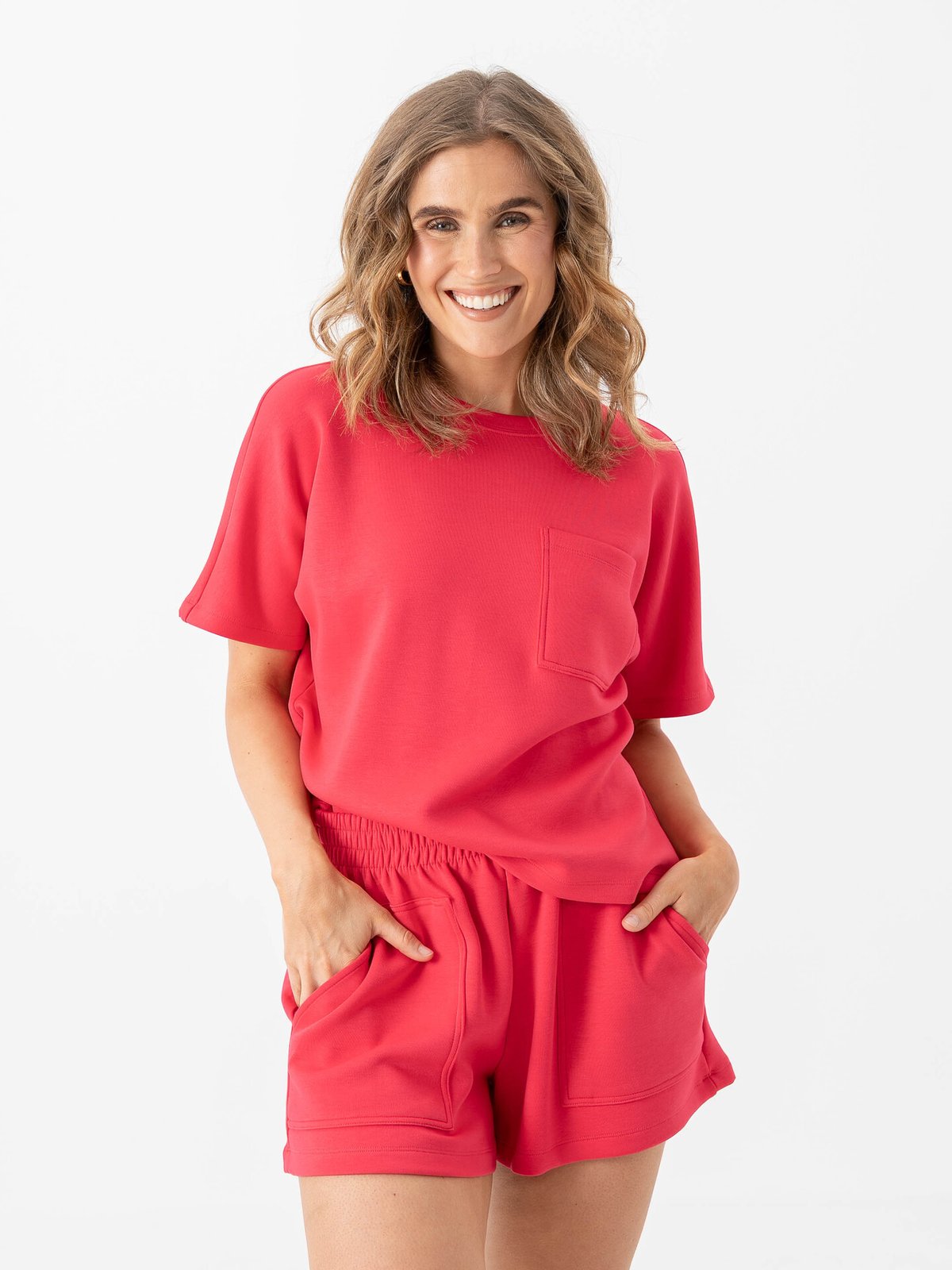 MSCH Copenhagen Harissa Ima Q Short Sleeve Sweatshirt Rose Red