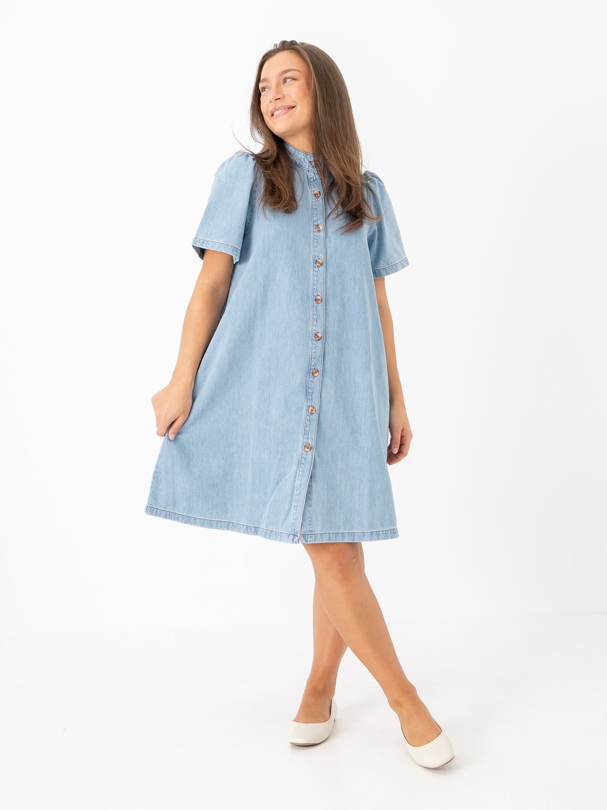 MSCH Copenhagen Jolene Elena 2/4 Shirt Dress Light Blue Wash