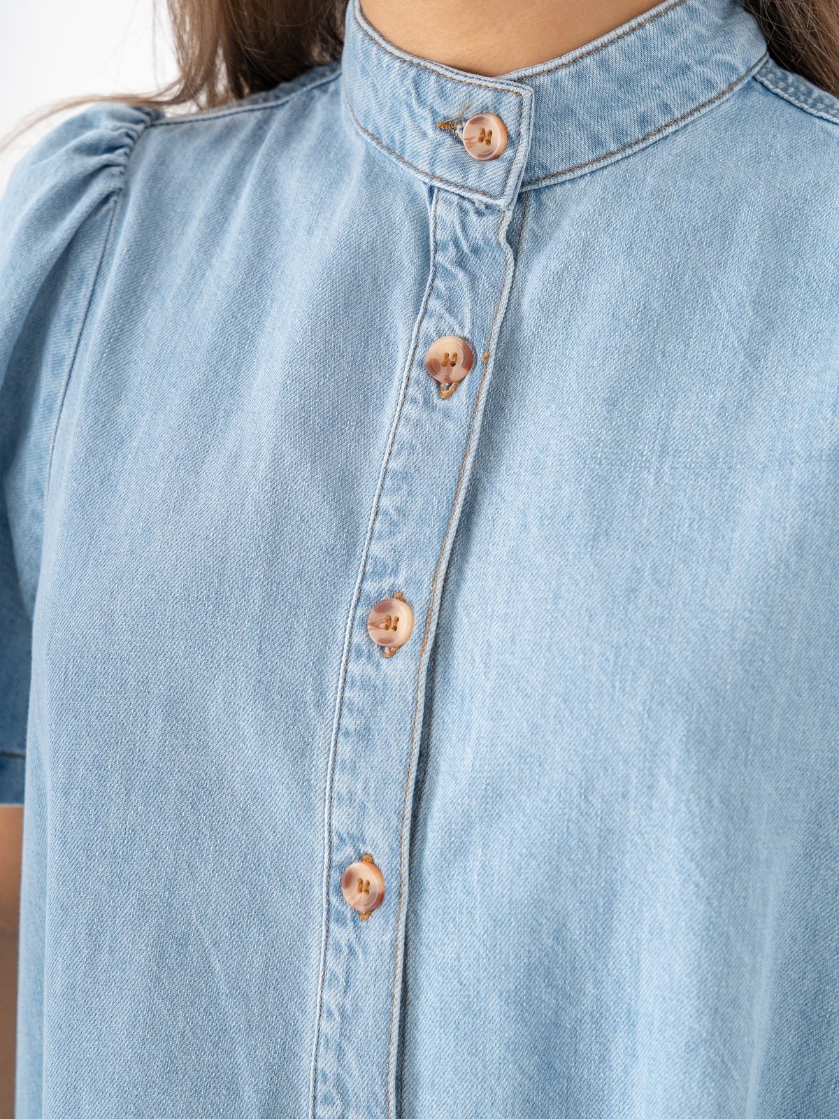 MSCH Copenhagen Jolene Elena 2/4 Shirt Dress Light Blue Wash