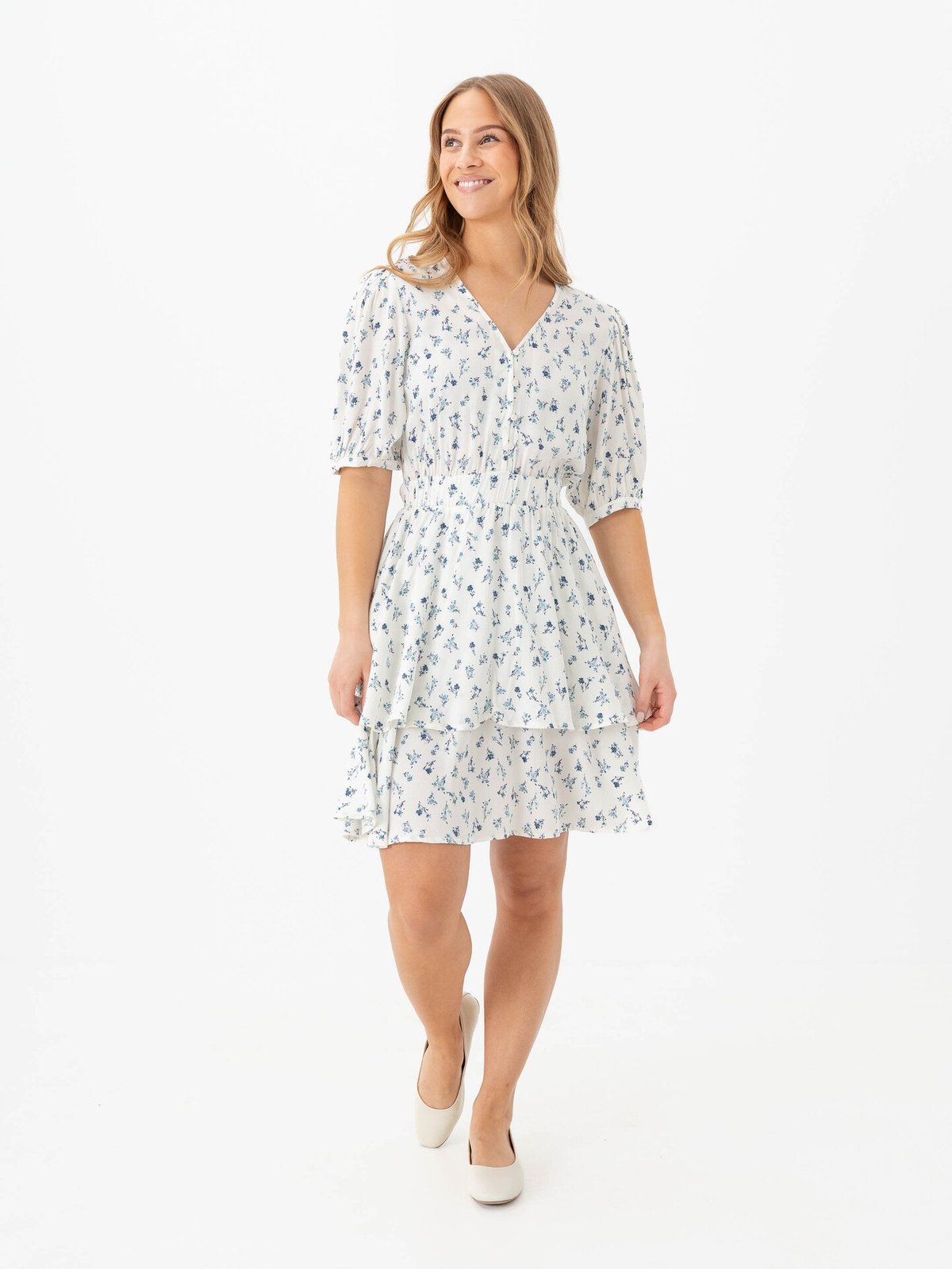 MSCH Copenhagen Amelina Vealine 2/4 Dress Shirt Aqua Haze Flower