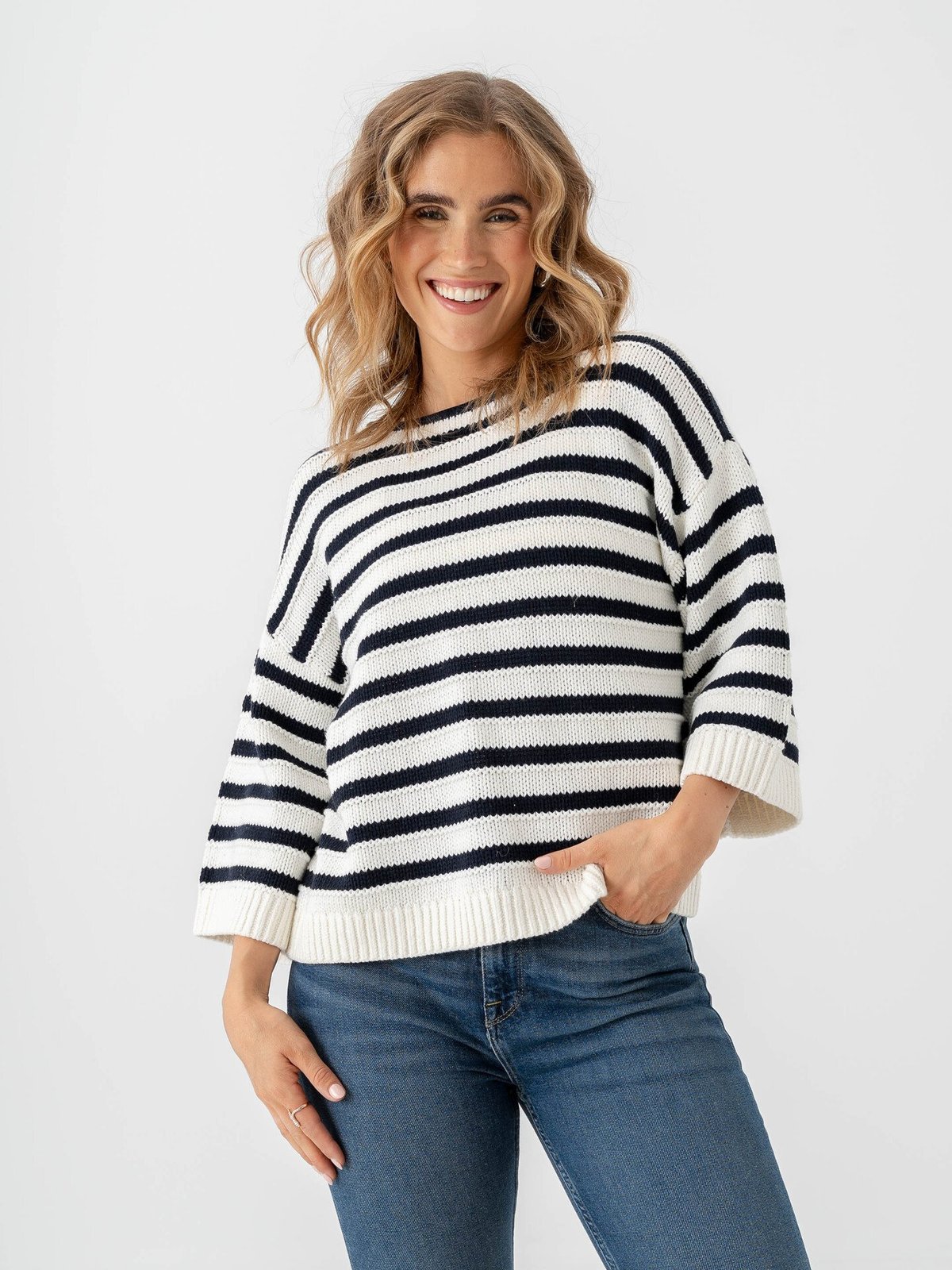 MSCH Copenhagen Leika Jillena 3/4 Pullover Egret / Sky Captain