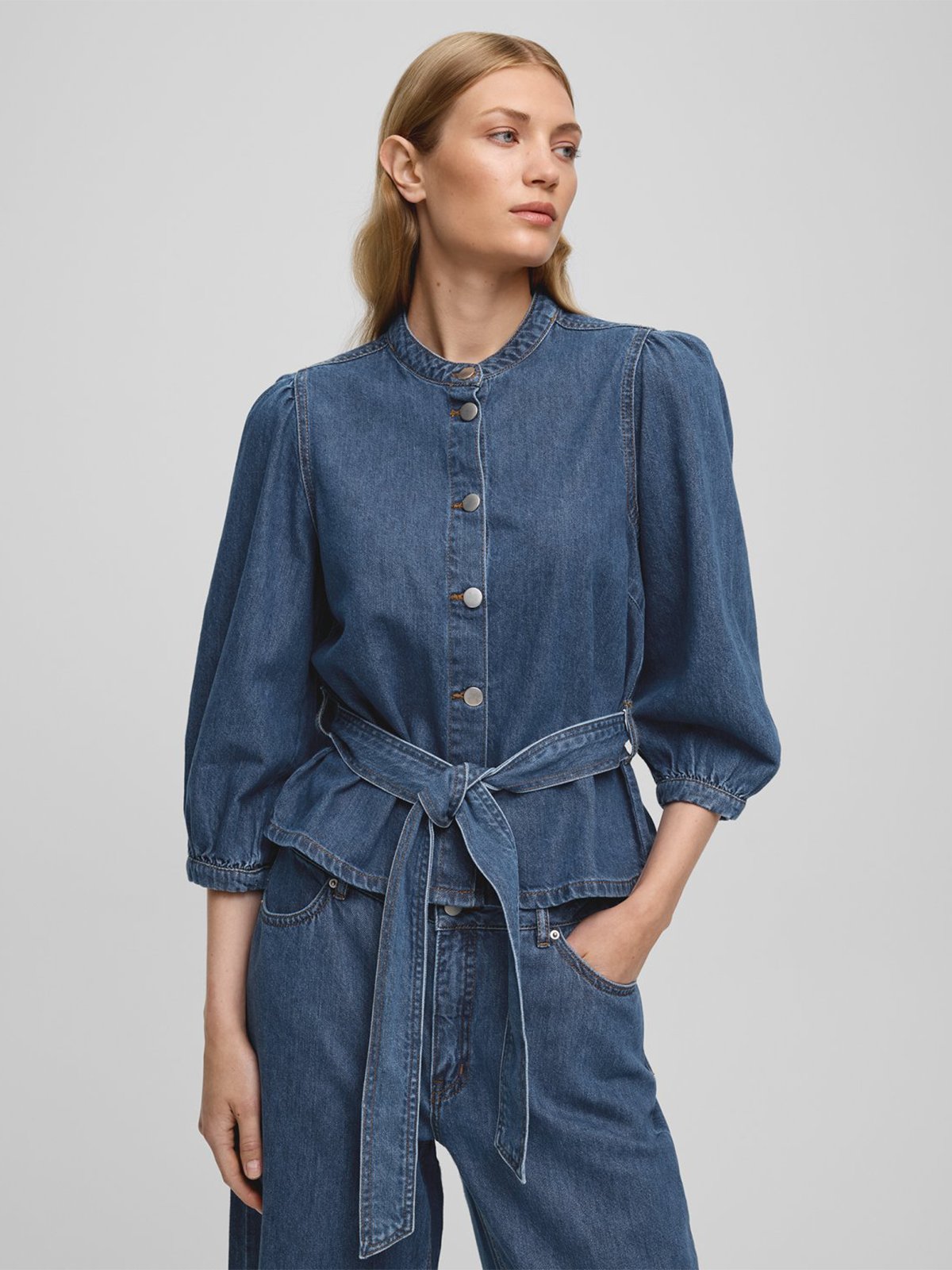 MSCH Copenhagen Rylan Elena 3/4 Shirt Mid Blue Wash