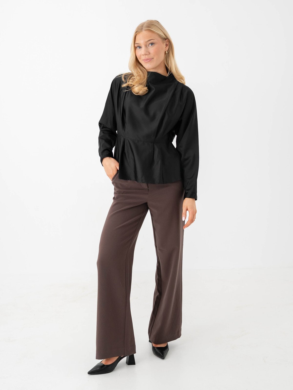 MSCH Copenhagen Macy Michelle High Waist Wide Pants Regular Hot Fudge