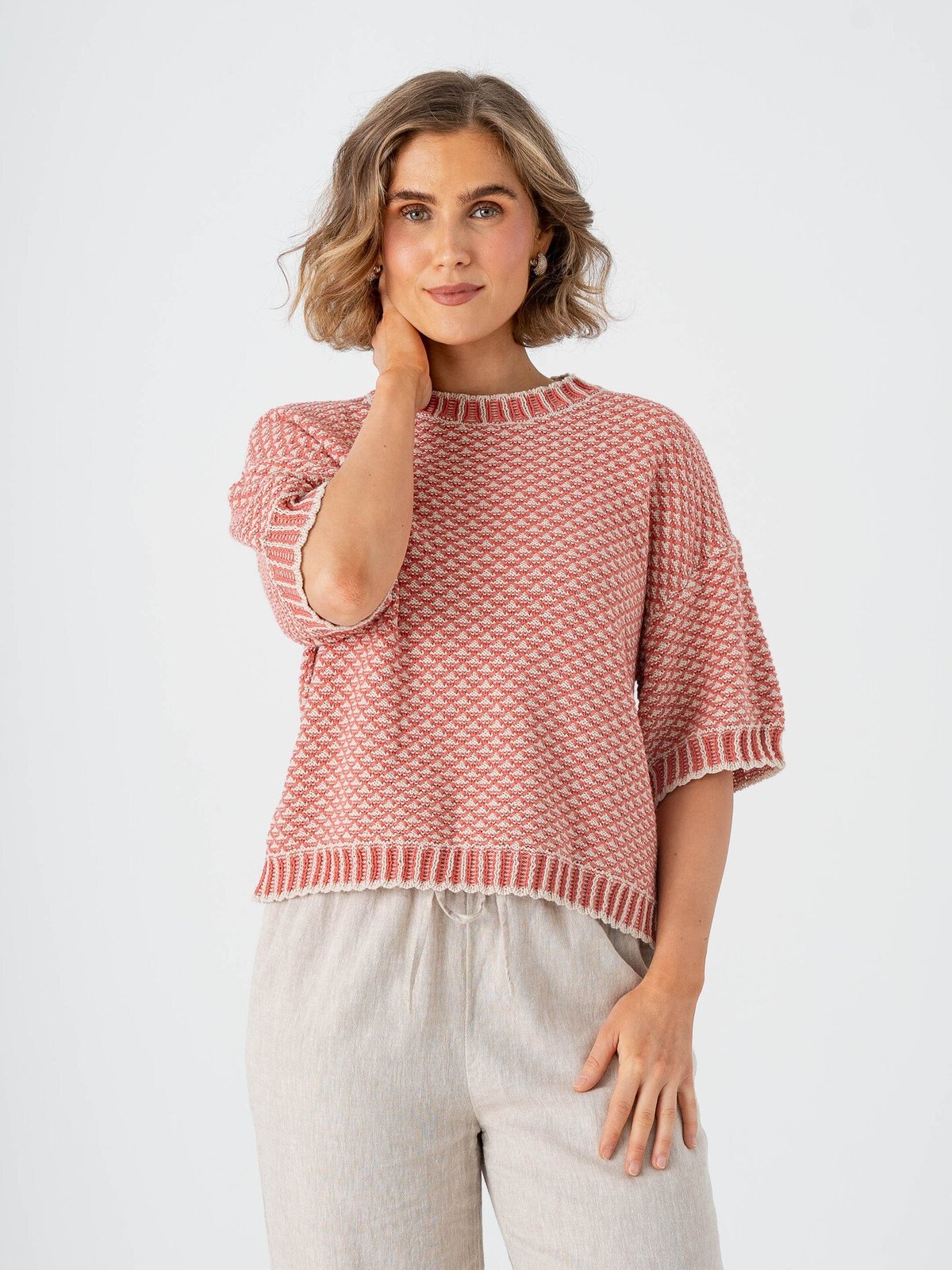 MSCH Copenhagen Catina Pilla 2/4 Pullover Oatmeal / F Rose