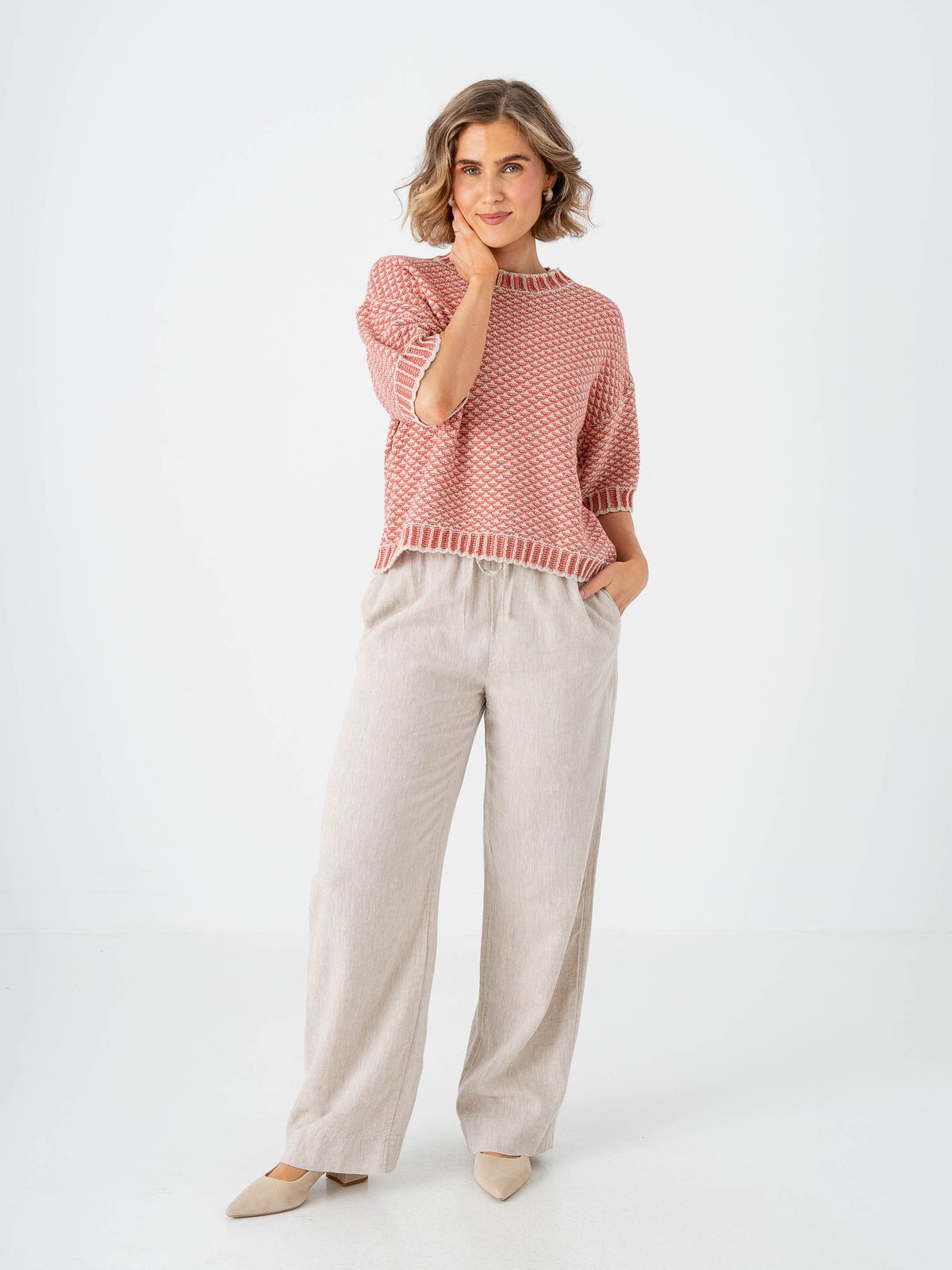 MSCH Copenhagen Catina Pilla 2/4 Pullover Oatmeal / F Rose