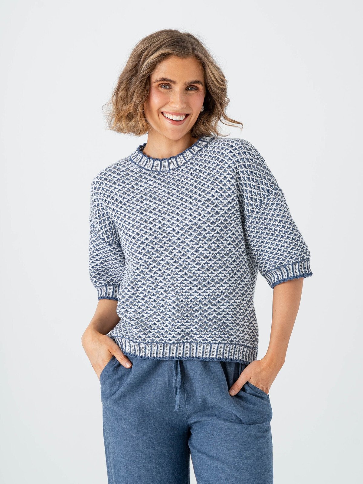 MSCH Copenhagen Catina Pilla 2/4 Pullover V Indigo / Egret