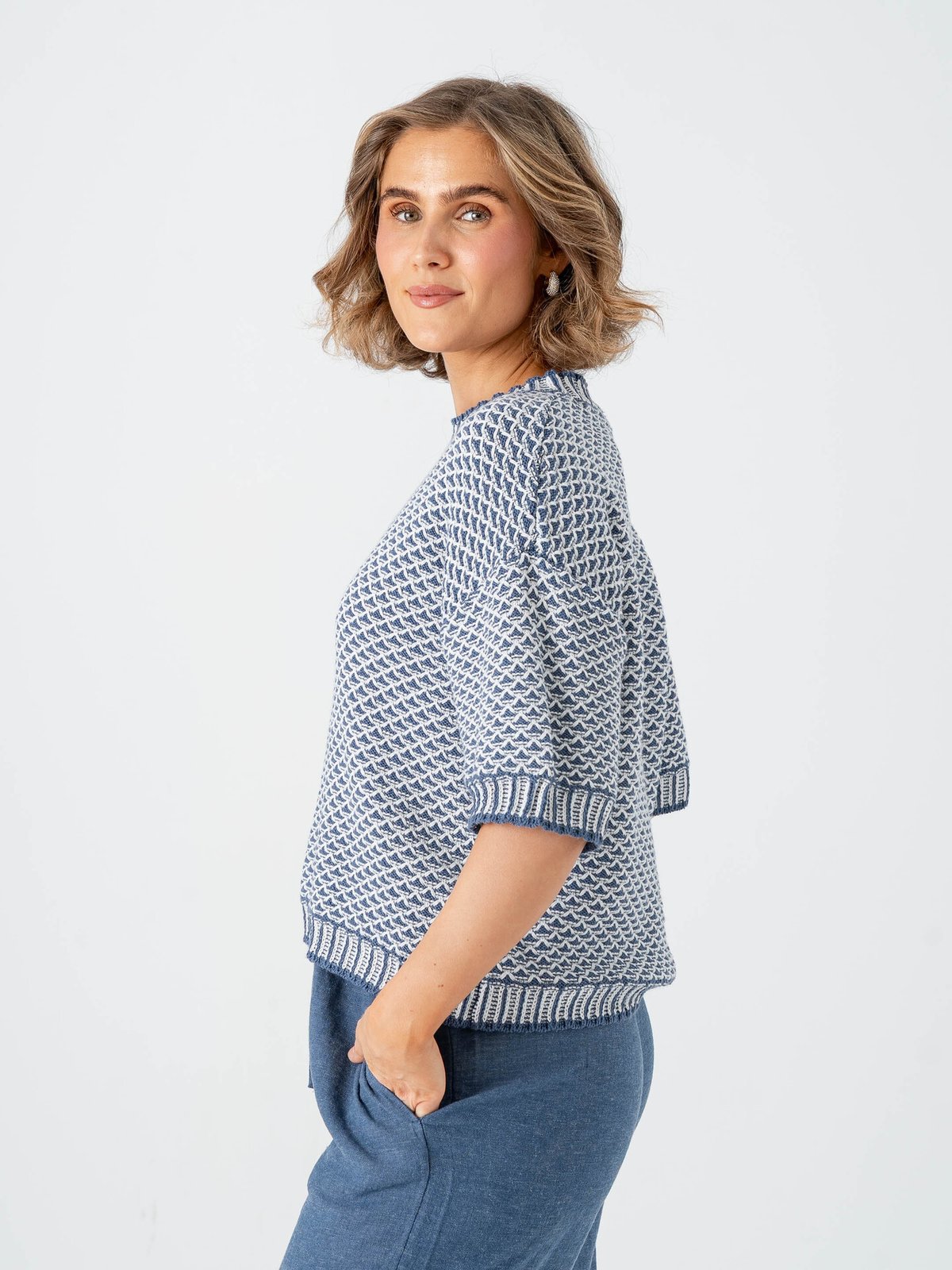 MSCH Copenhagen Catina Pilla 2/4 Pullover V Indigo / Egret
