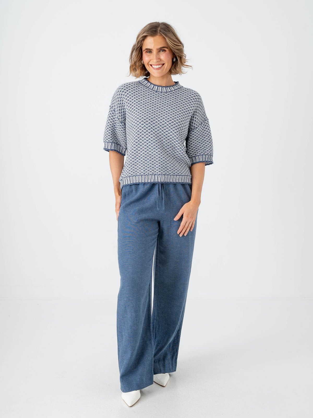 MSCH Copenhagen Catina Pilla 2/4 Pullover V Indigo / Egret