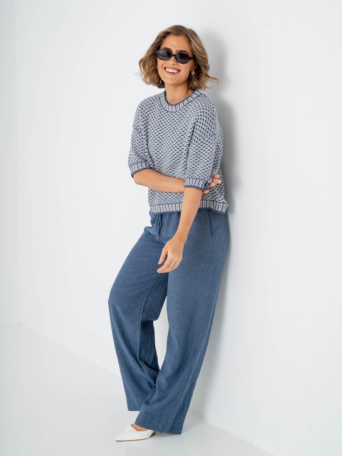 MSCH Copenhagen Catina Pilla 2/4 Pullover V Indigo / Egret
