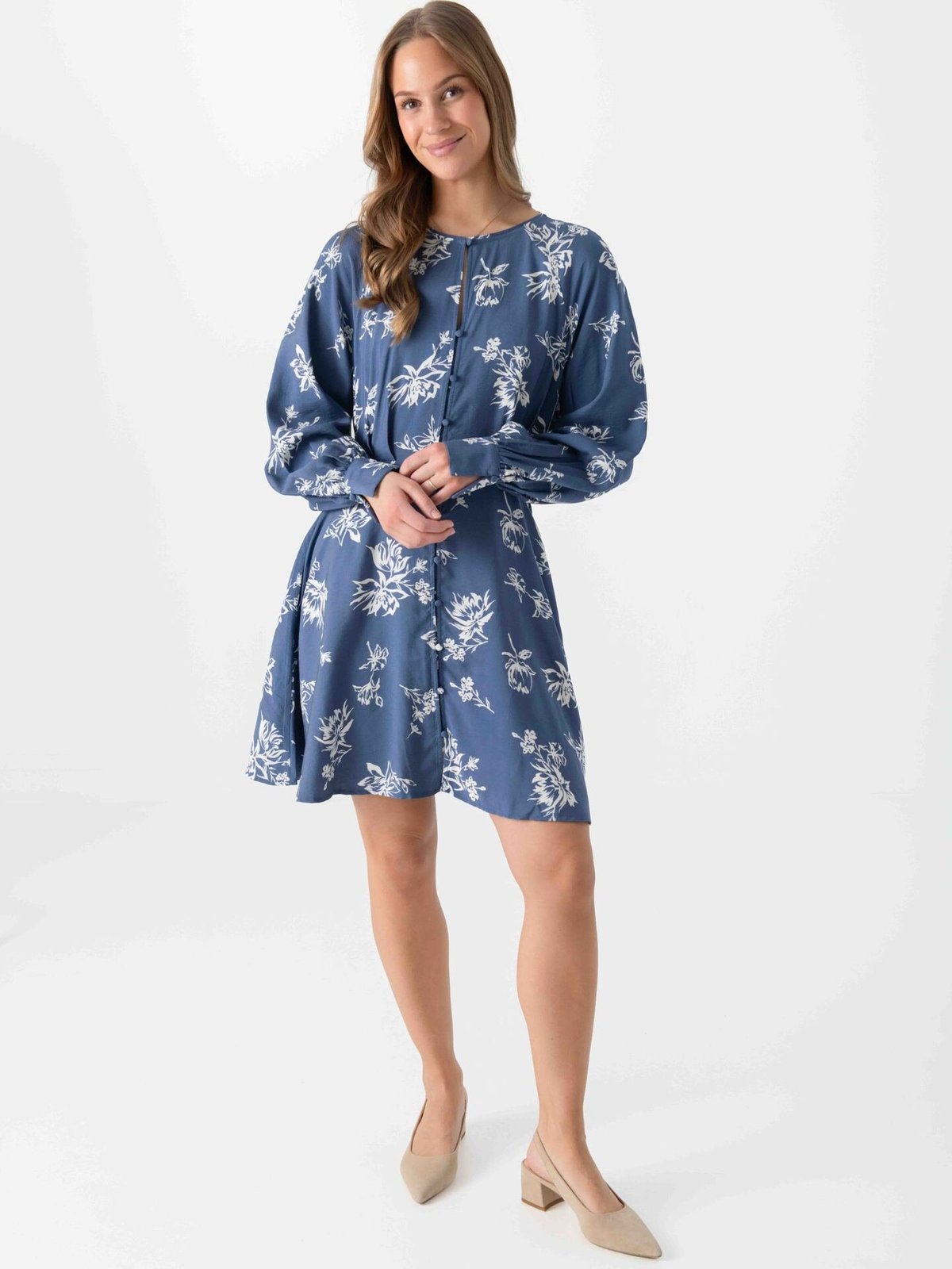 MSCH Copenhagen Andena Amabella Shirt Dress V Indigo Flower